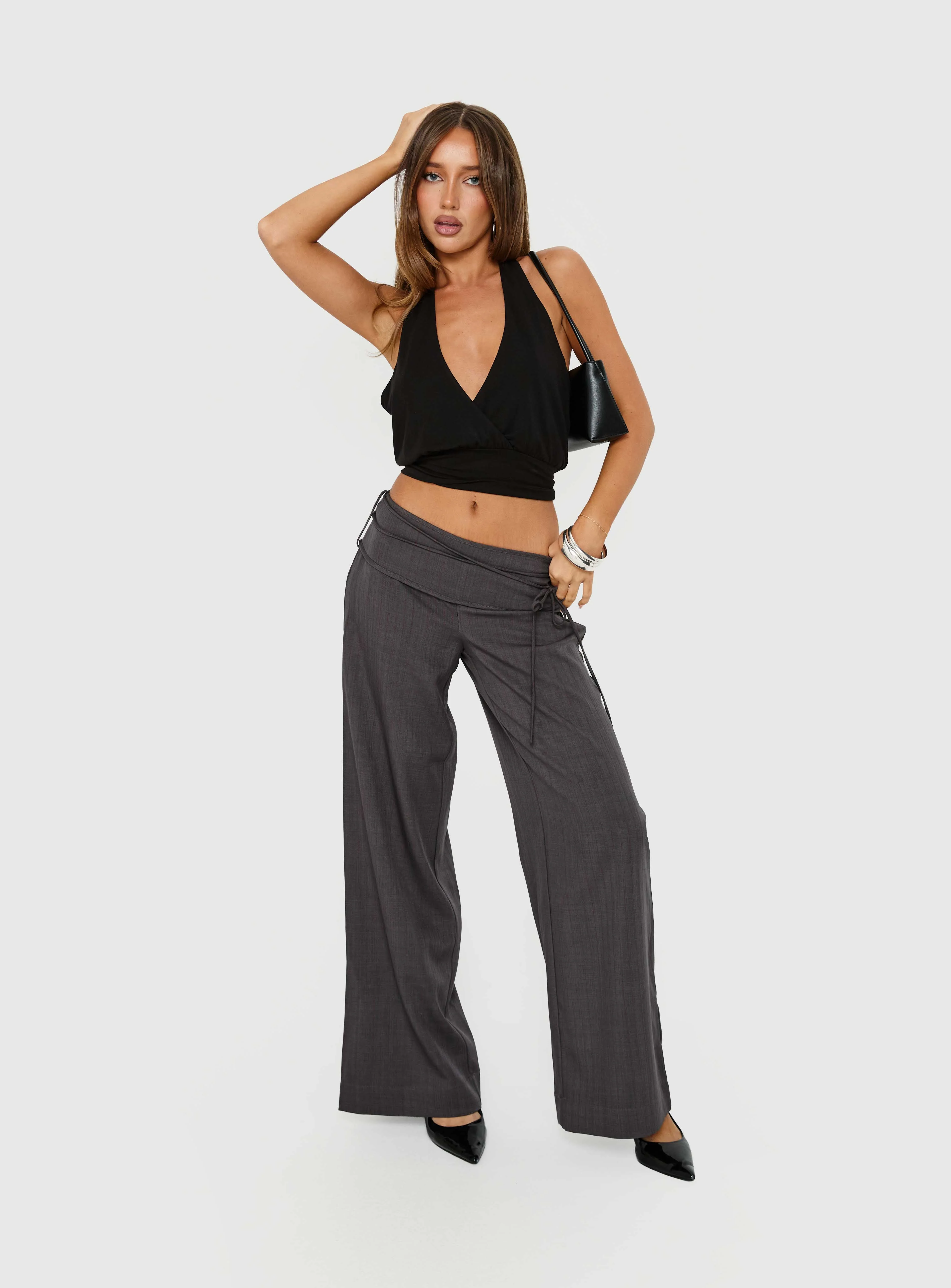 Silver Moon Tie Pants Charcoal - Image 8