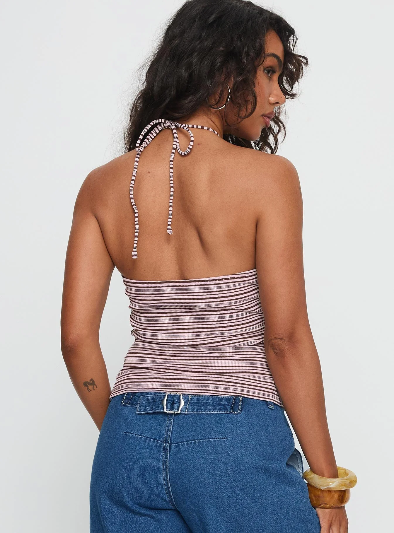 Sit In Silence Cut Out Top Purple Stripe - Image 5
