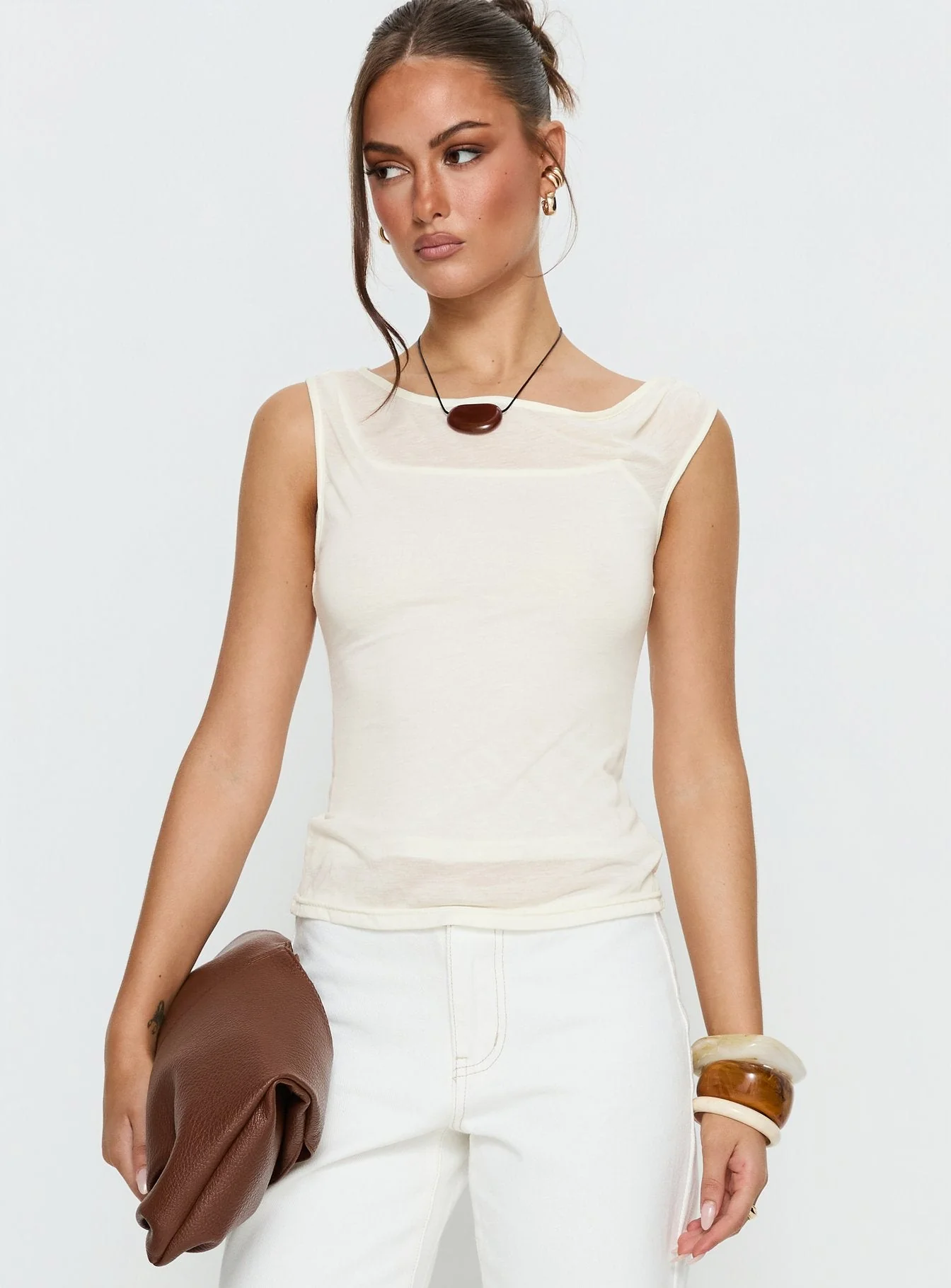 Skaia Layered Sheer Top Cream - Image 2