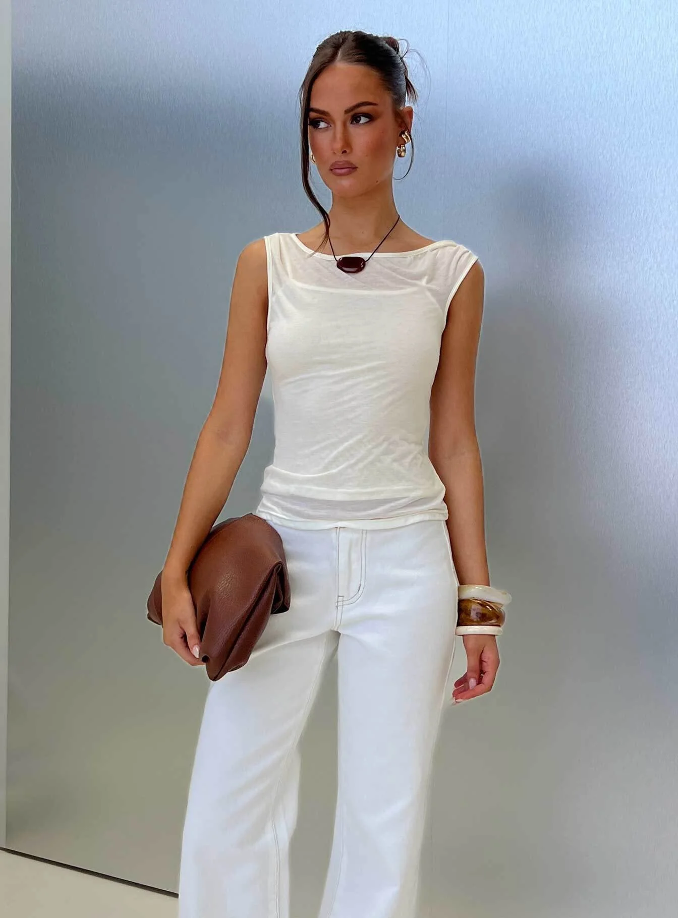 Skaia Layered Sheer Top Cream - Image 8