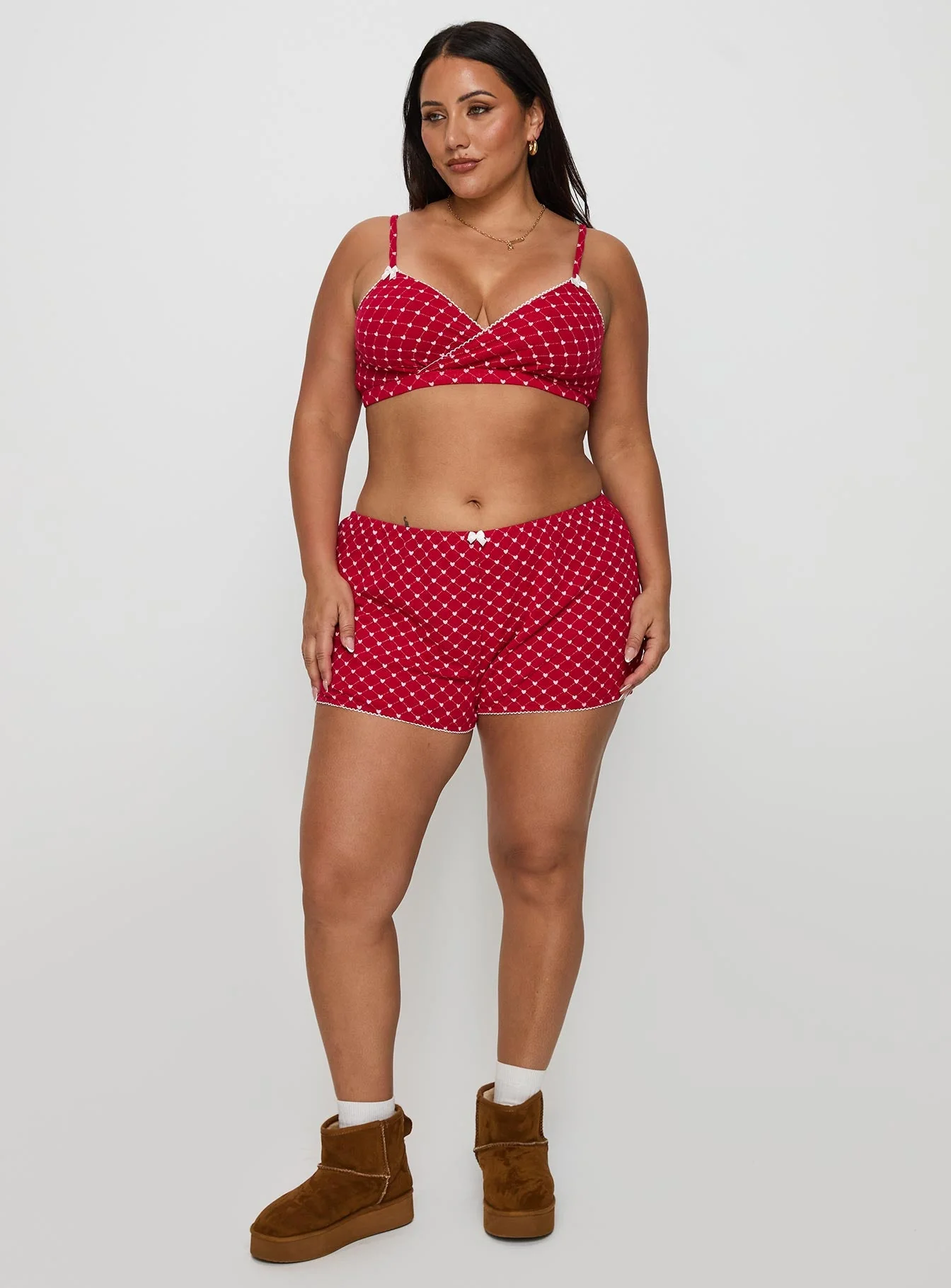 Slow Start Pointelle Sleep Short Red Curve - Image 3