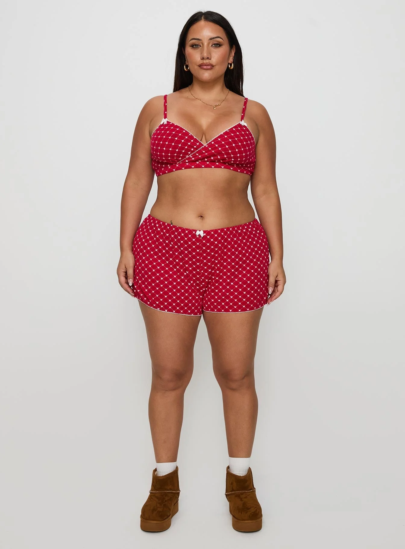 Slumber Pointelle Sleep Bralette Red Curve - Image 6