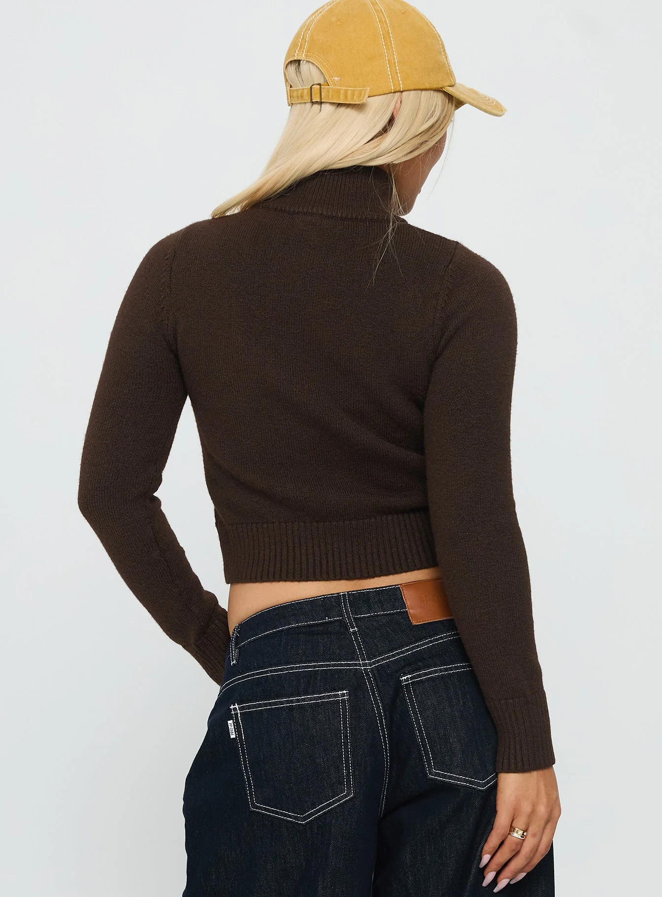 So Exclusive Zip Through Knit Jumper Brown - Image 5