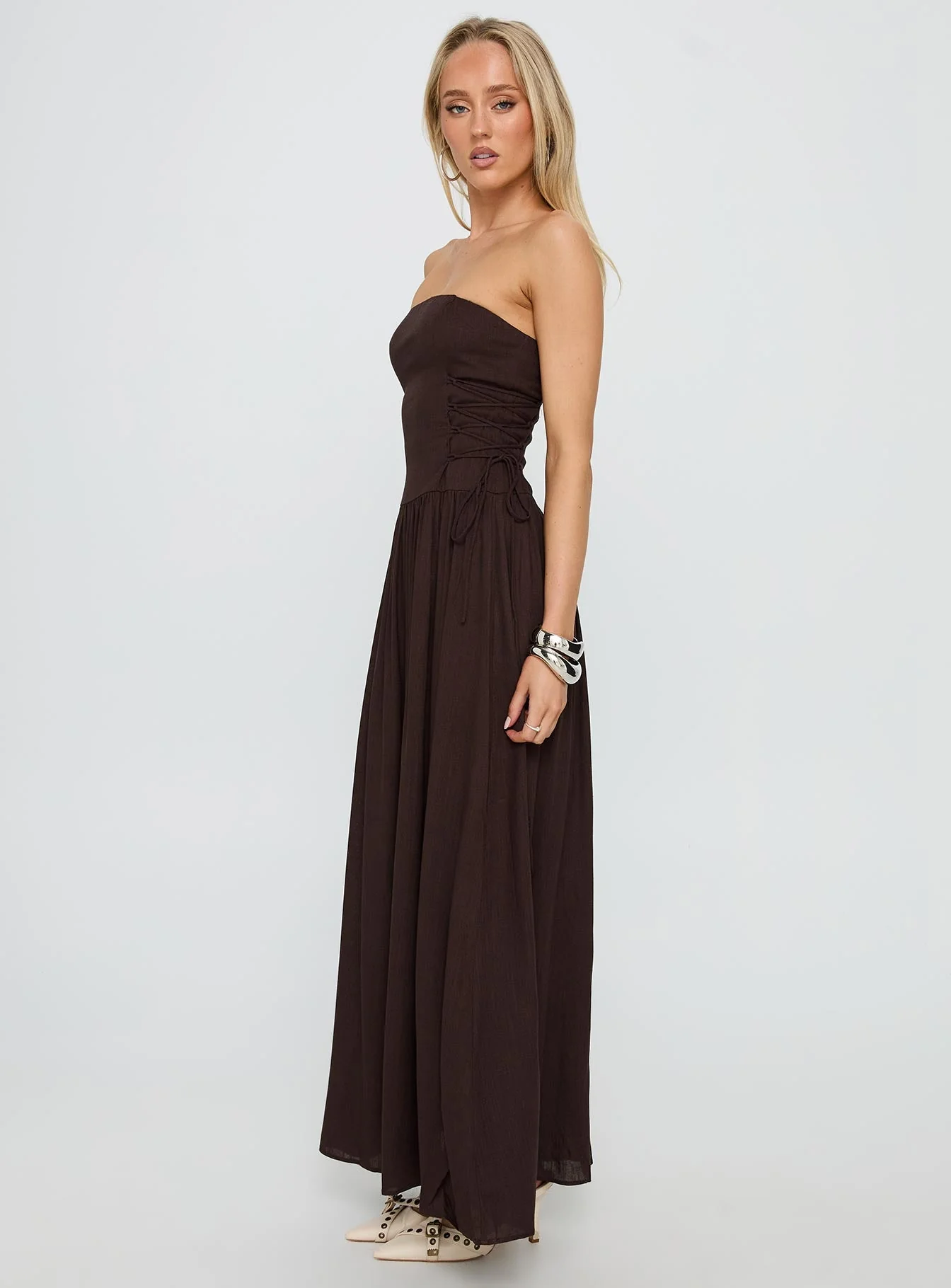 So Far So Good Maxi Dress Chocolate - Image 3