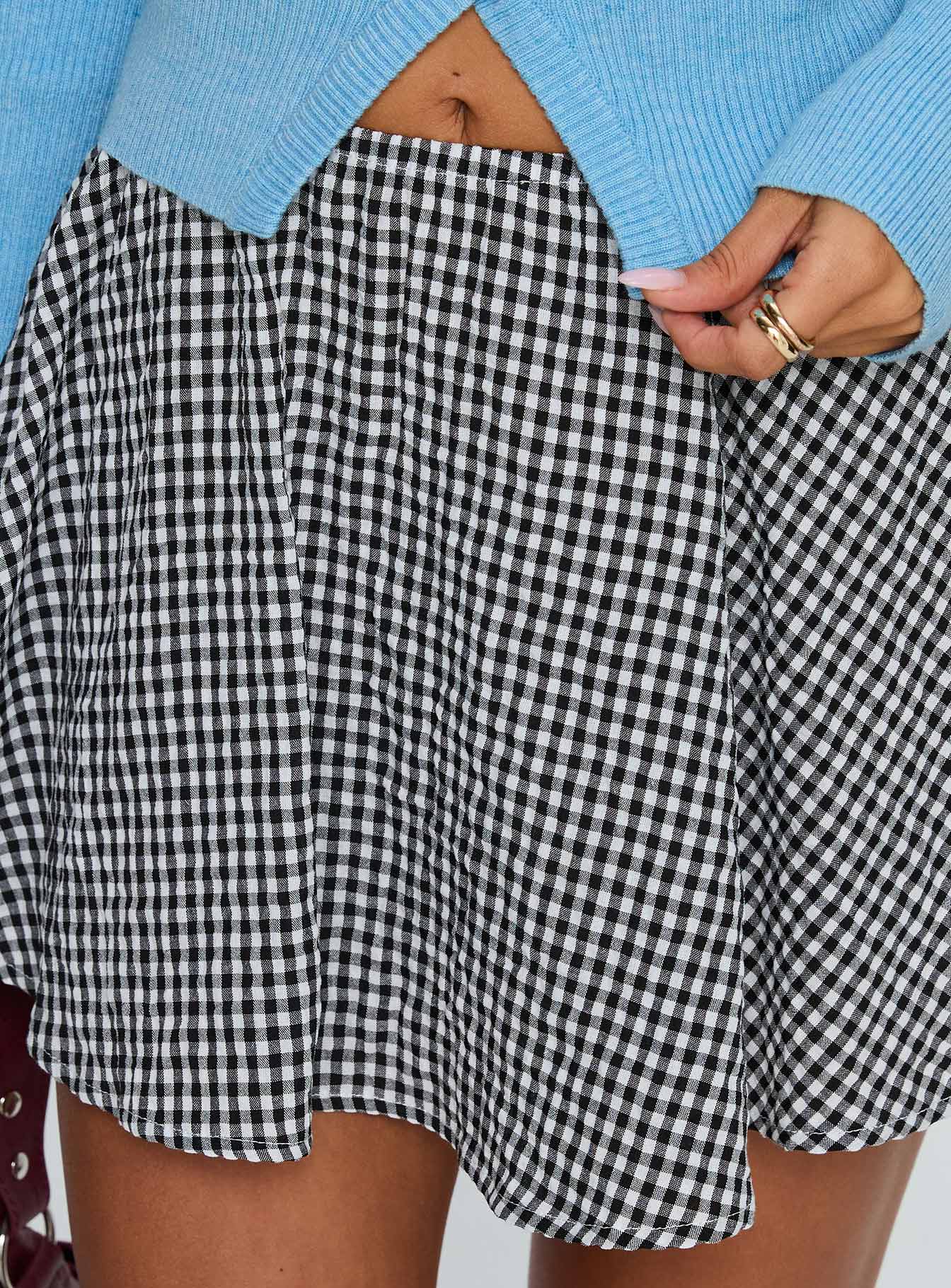 Sohogirl Flowy Mini Skirt Black / White Gingham - Image 6