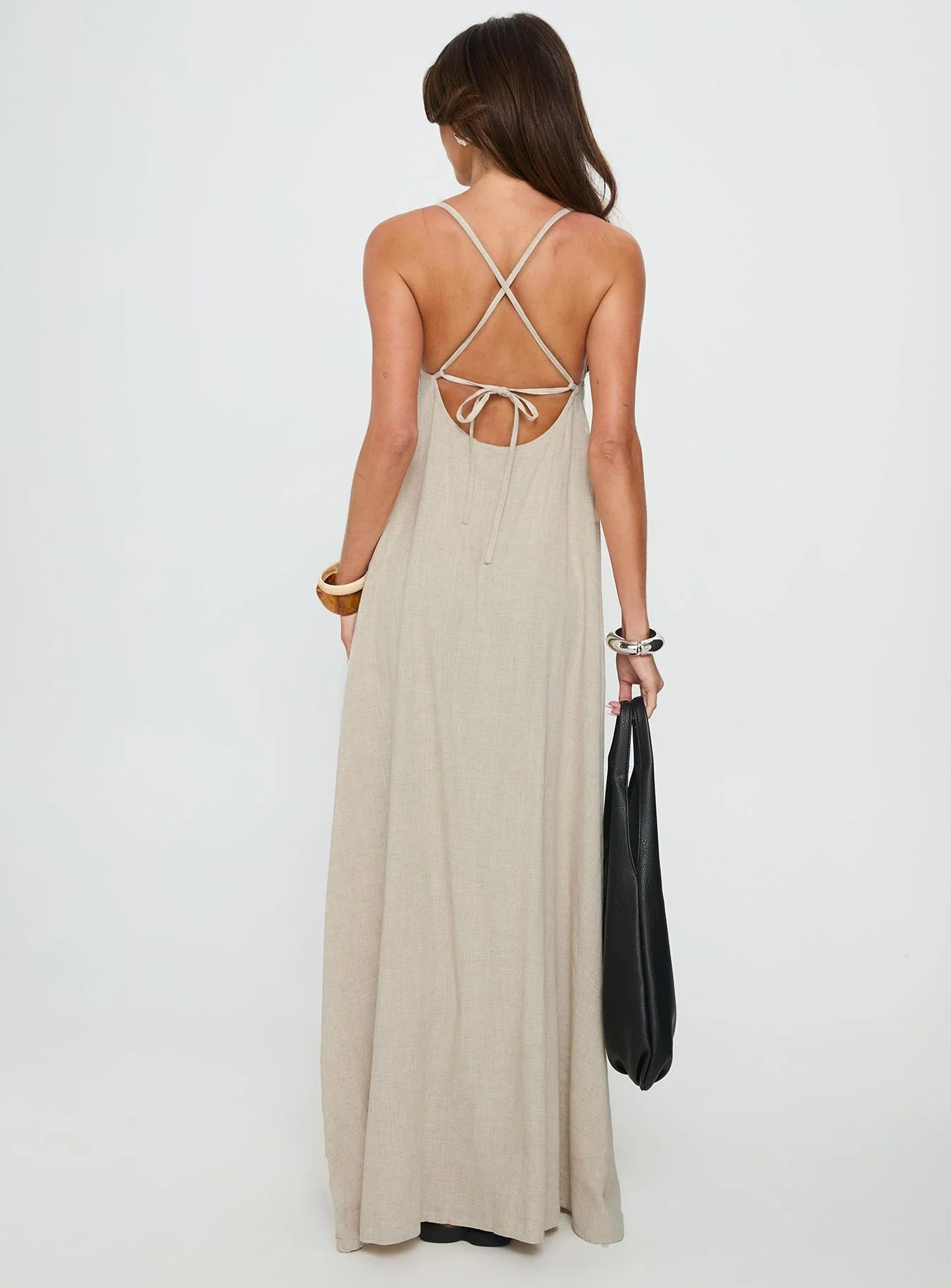 Solie Tie Back Maxi Dress Natural - Image 5