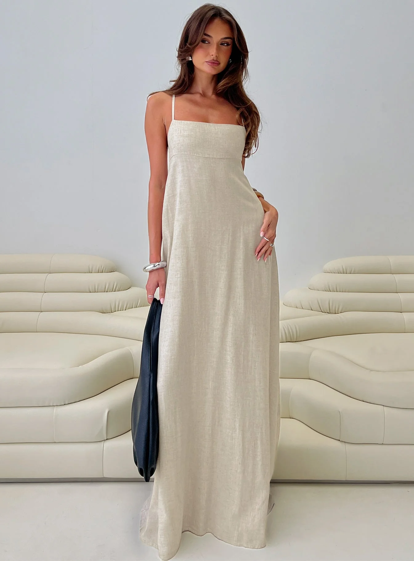 Solie Tie Back Maxi Dress Natural - Image 8