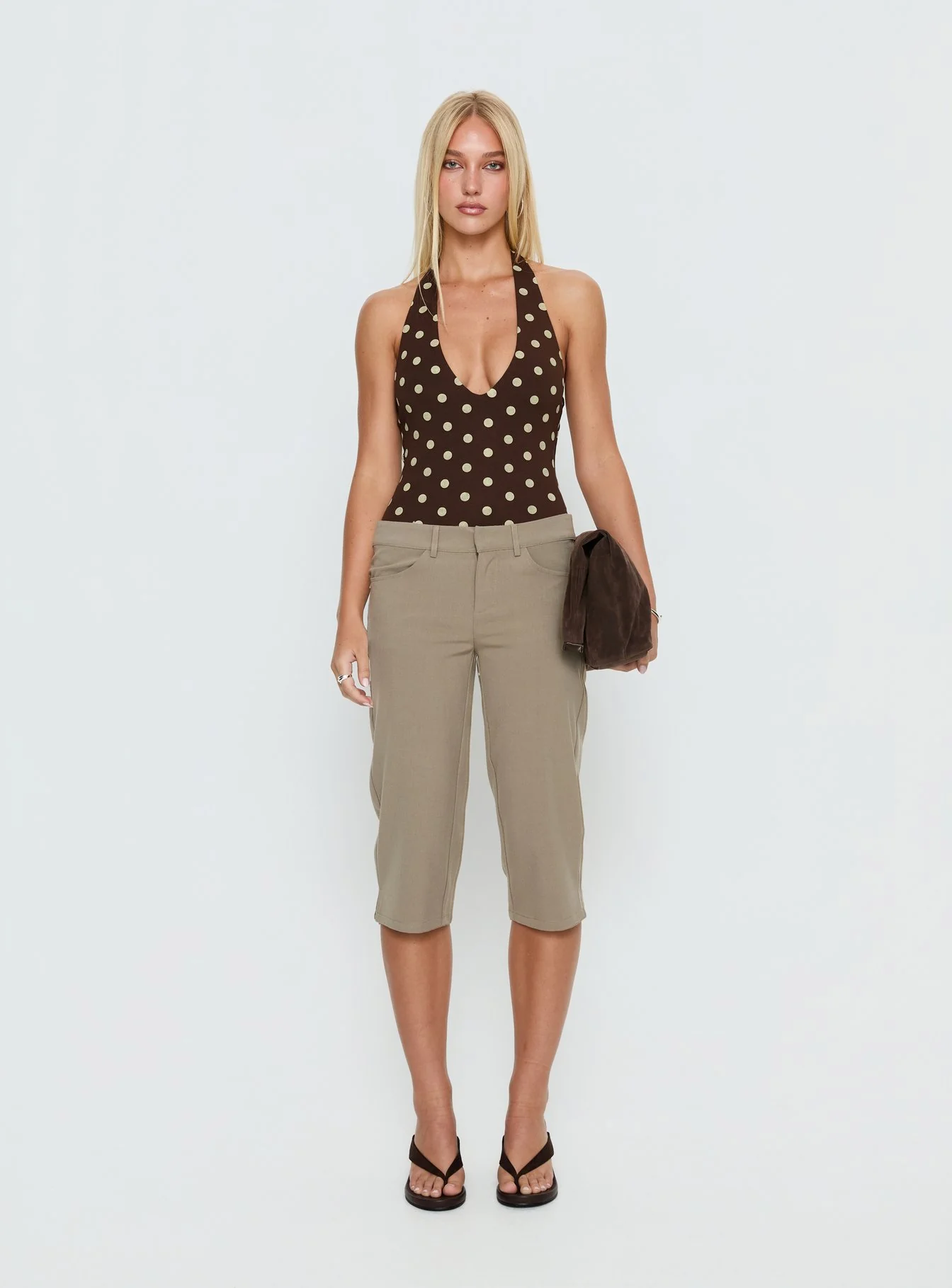Someone New Halter Bodysuit Chocolate Polka - Image 6