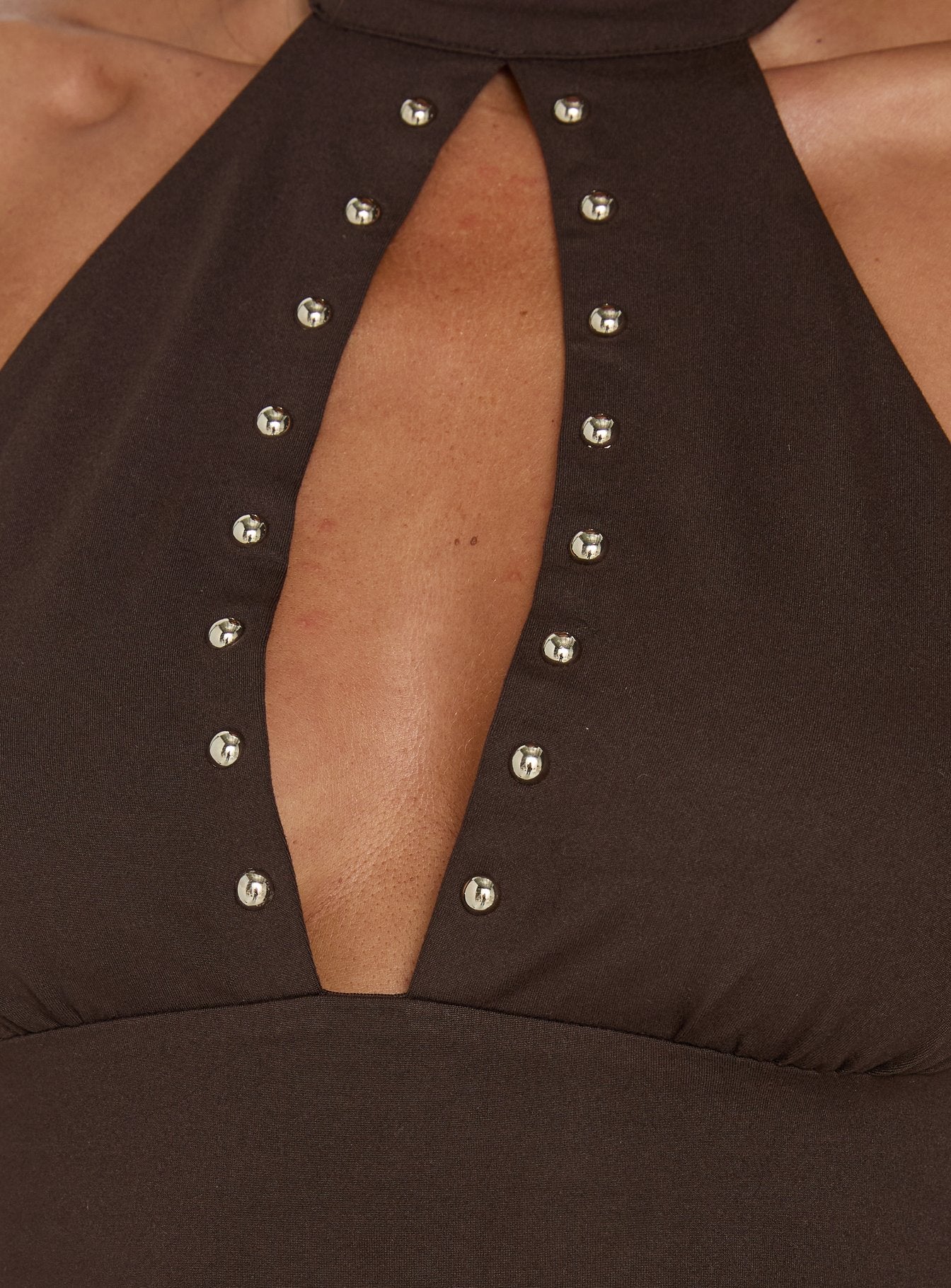 Sophronia Keyhole High Neck Top Chocolate - Image 6