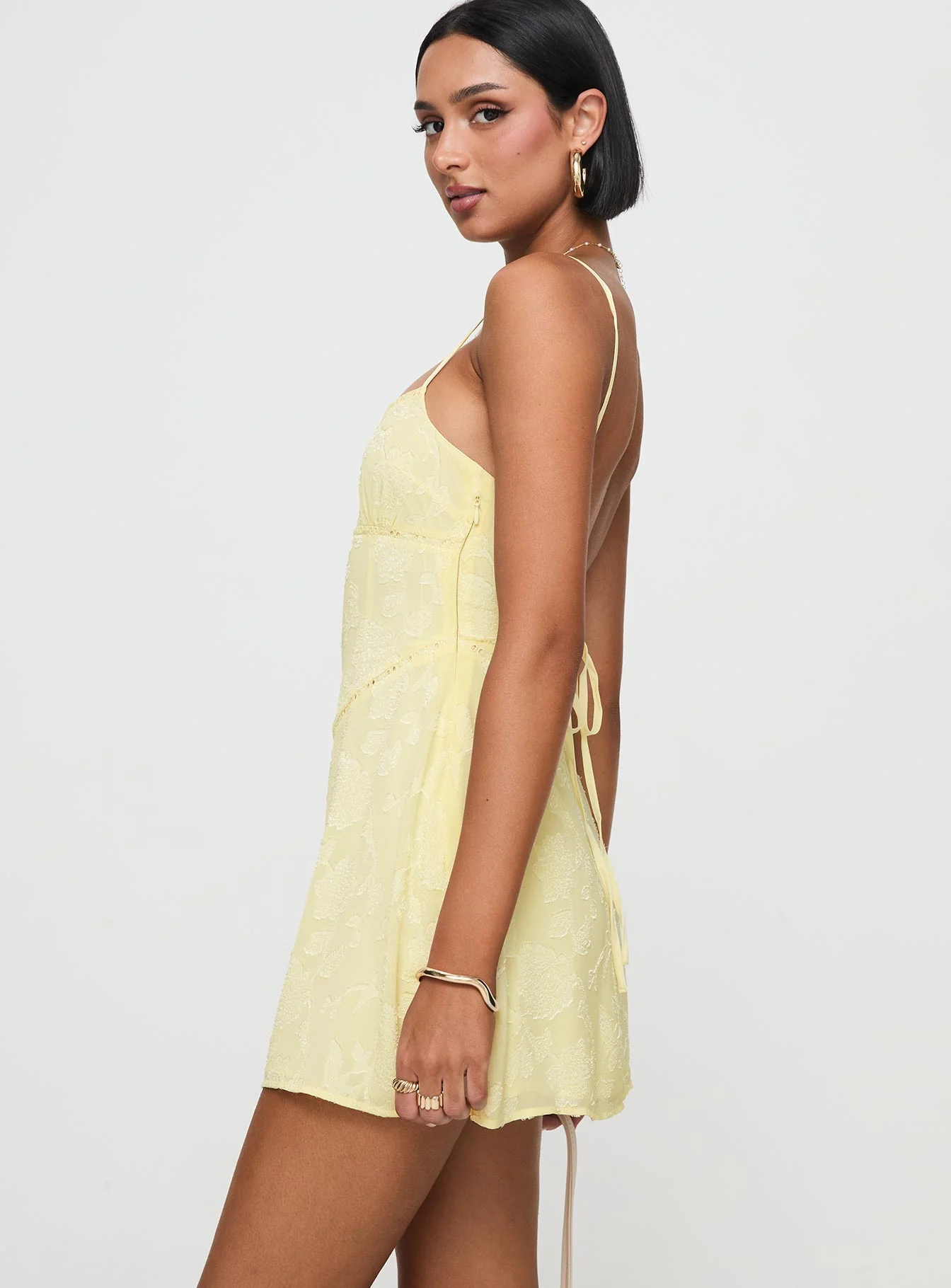 South Of France Mini Dress Yellow Petite - Image 4