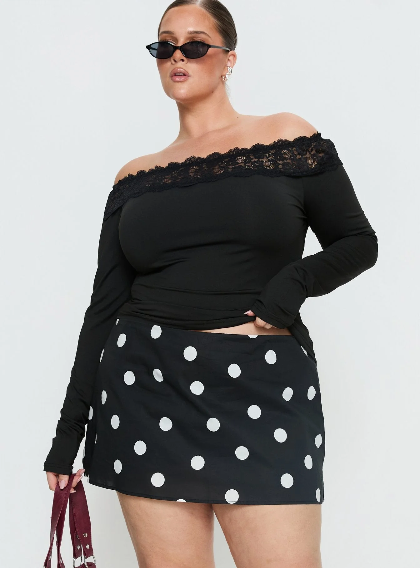 Special Treat Skort Black / White Polka Dot Curve