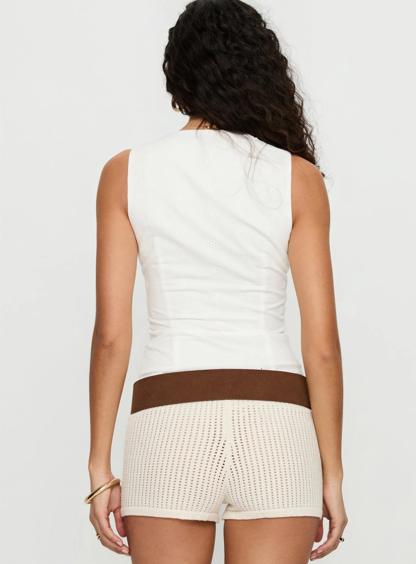 Speechless Sleeveless Lace Trim Top White - Image 5