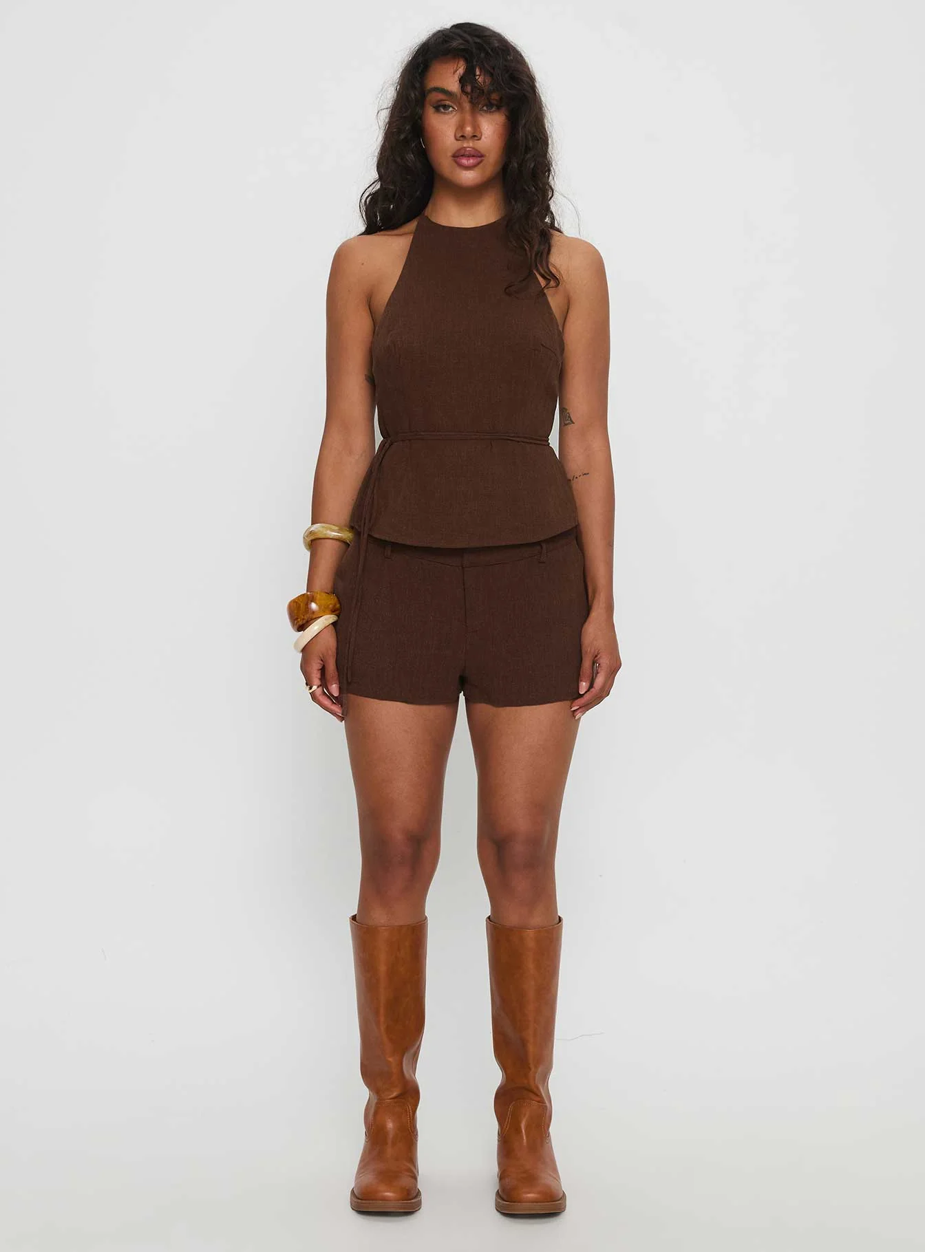 Stara Halter Linen Top Chocolate - Image 7