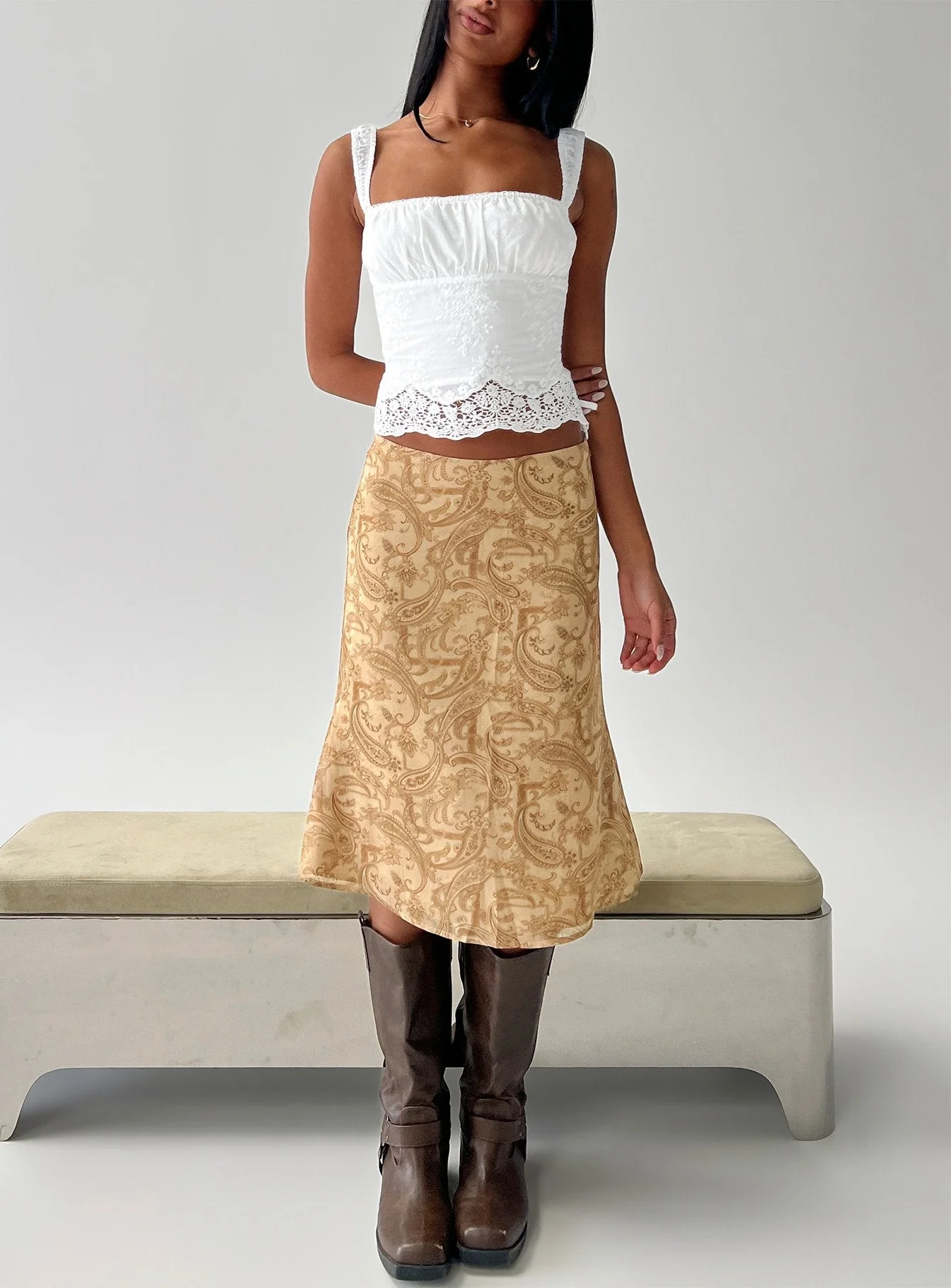 Starlina Lace Trim Cami Top White - Image 10