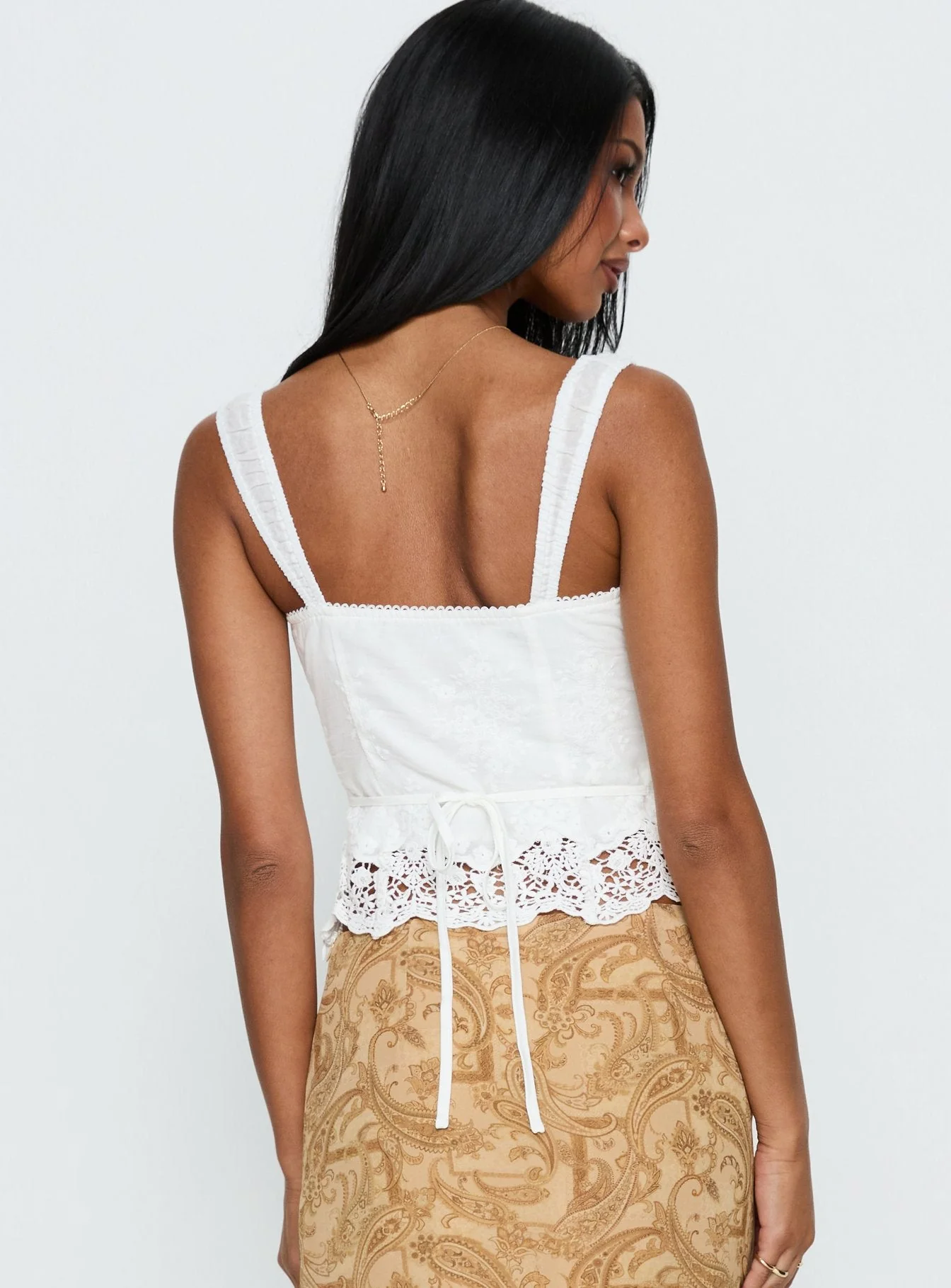 Starlina Lace Trim Cami Top White - Image 5