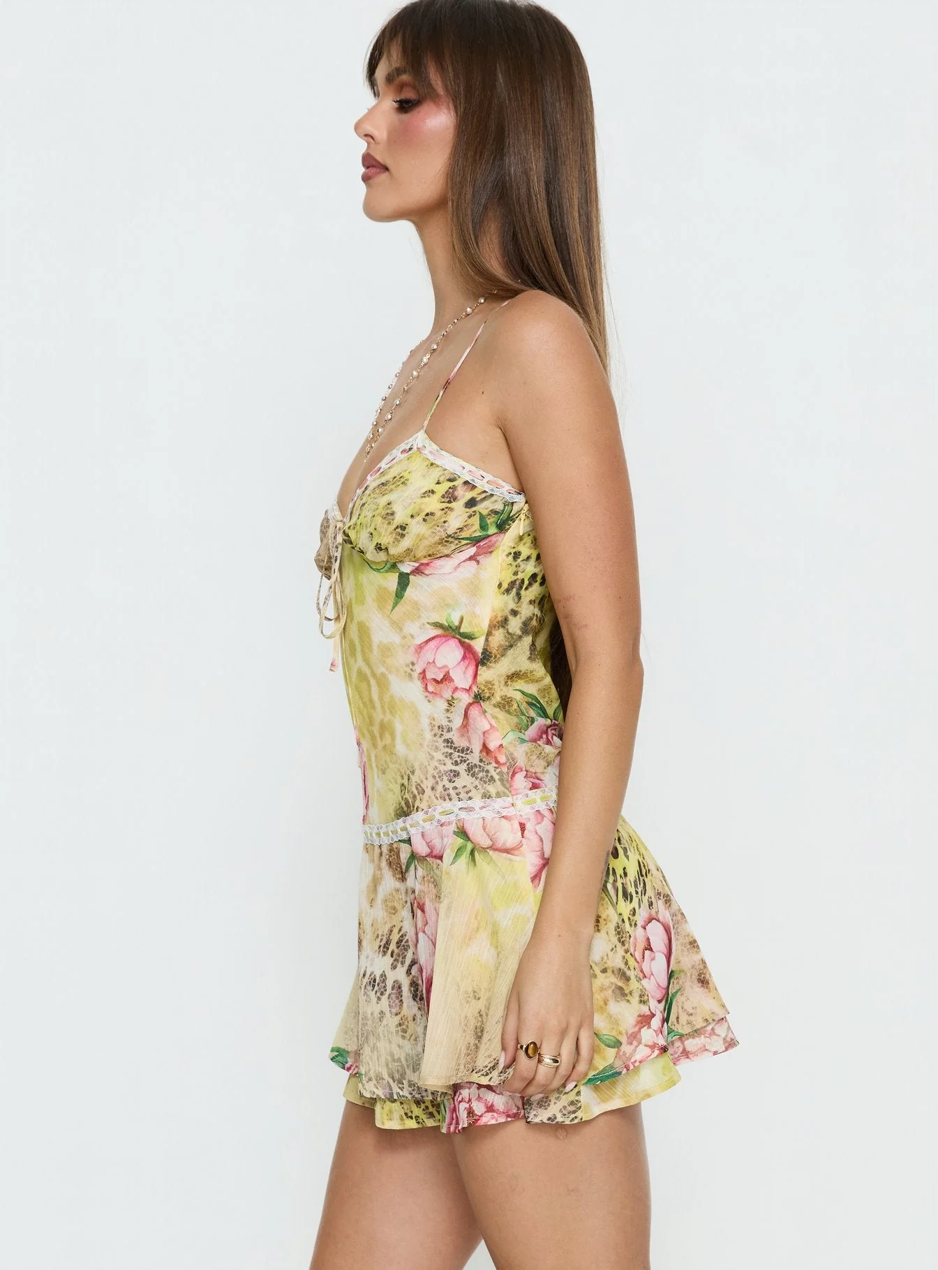 Starsigns Lace V Neck Mini Dress Animal Splice - Image 4