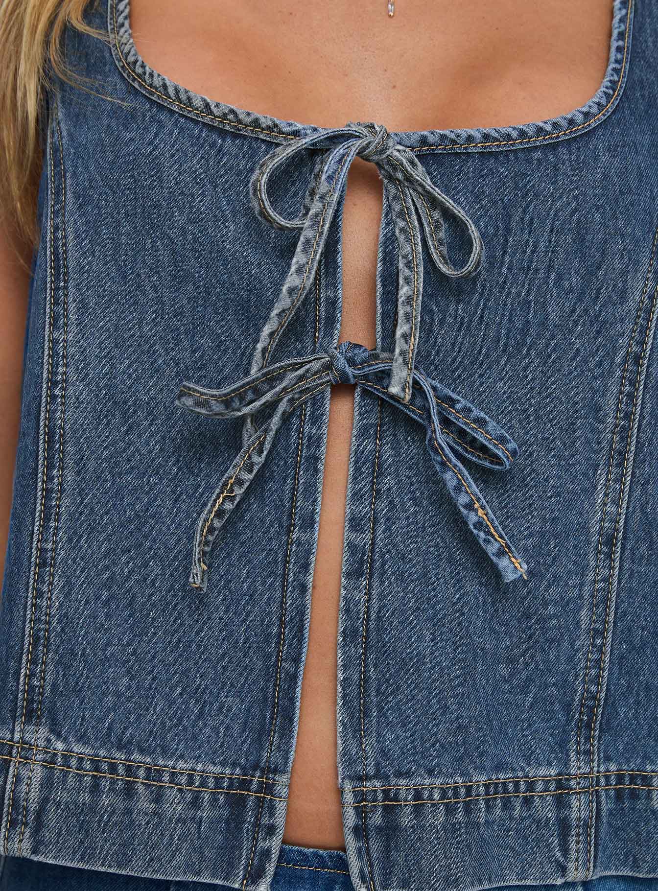 Stefenie Denim Tie Top Mid Wash Tall - Image 6