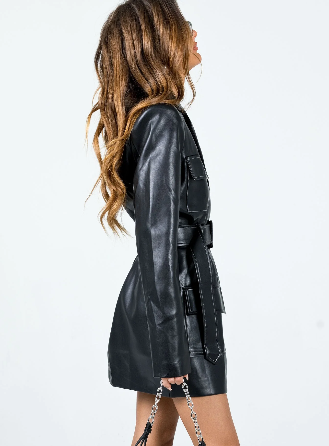 Steinway PU Mini Dress Black - Image 4