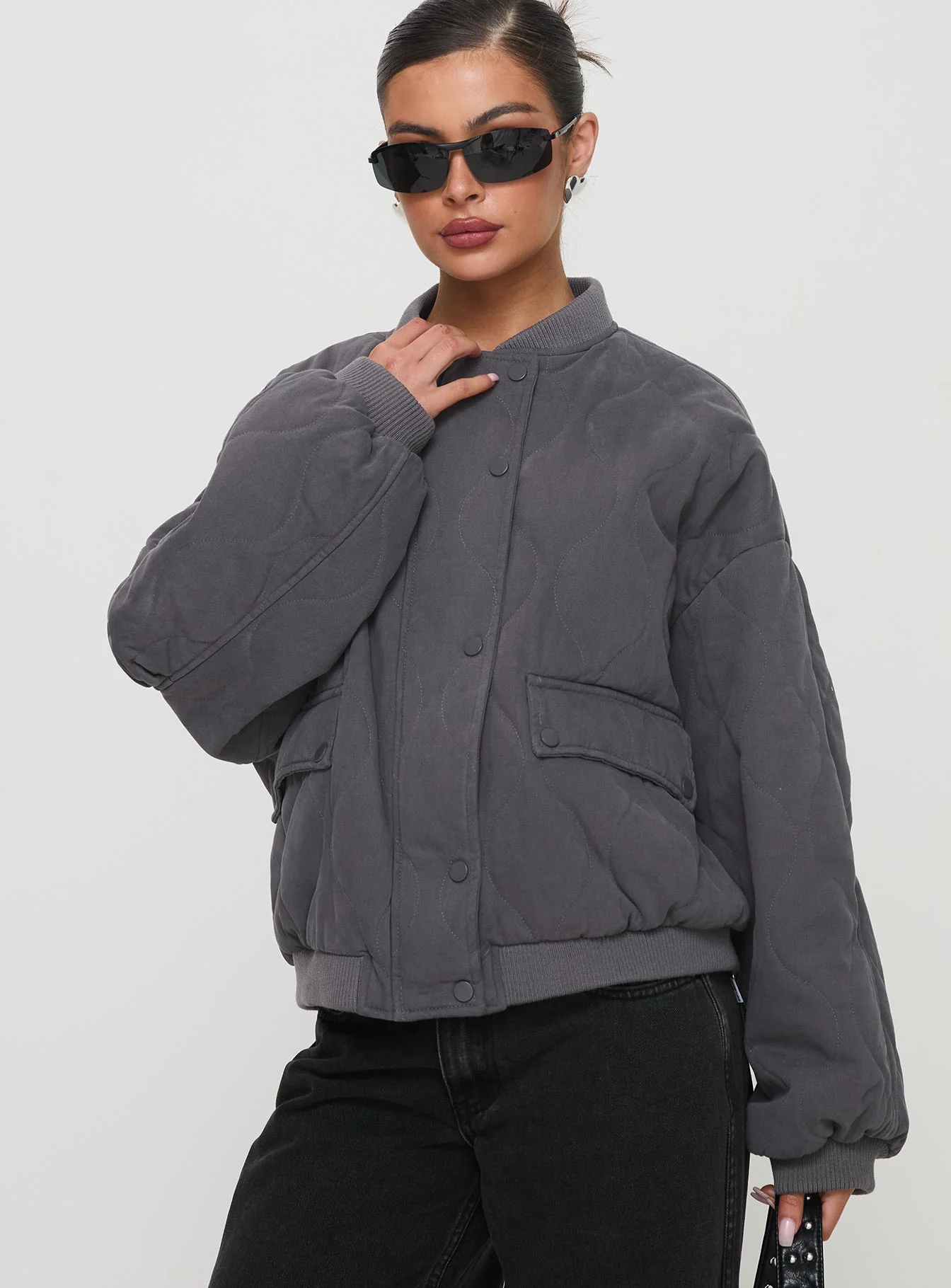 Stick Season Quilted Jacket Grey - Image 2