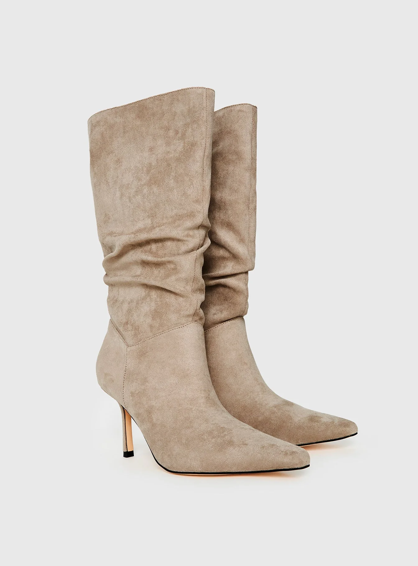 Such A Charmer Faux Suede Scrunch Boot Taupe - Image 2