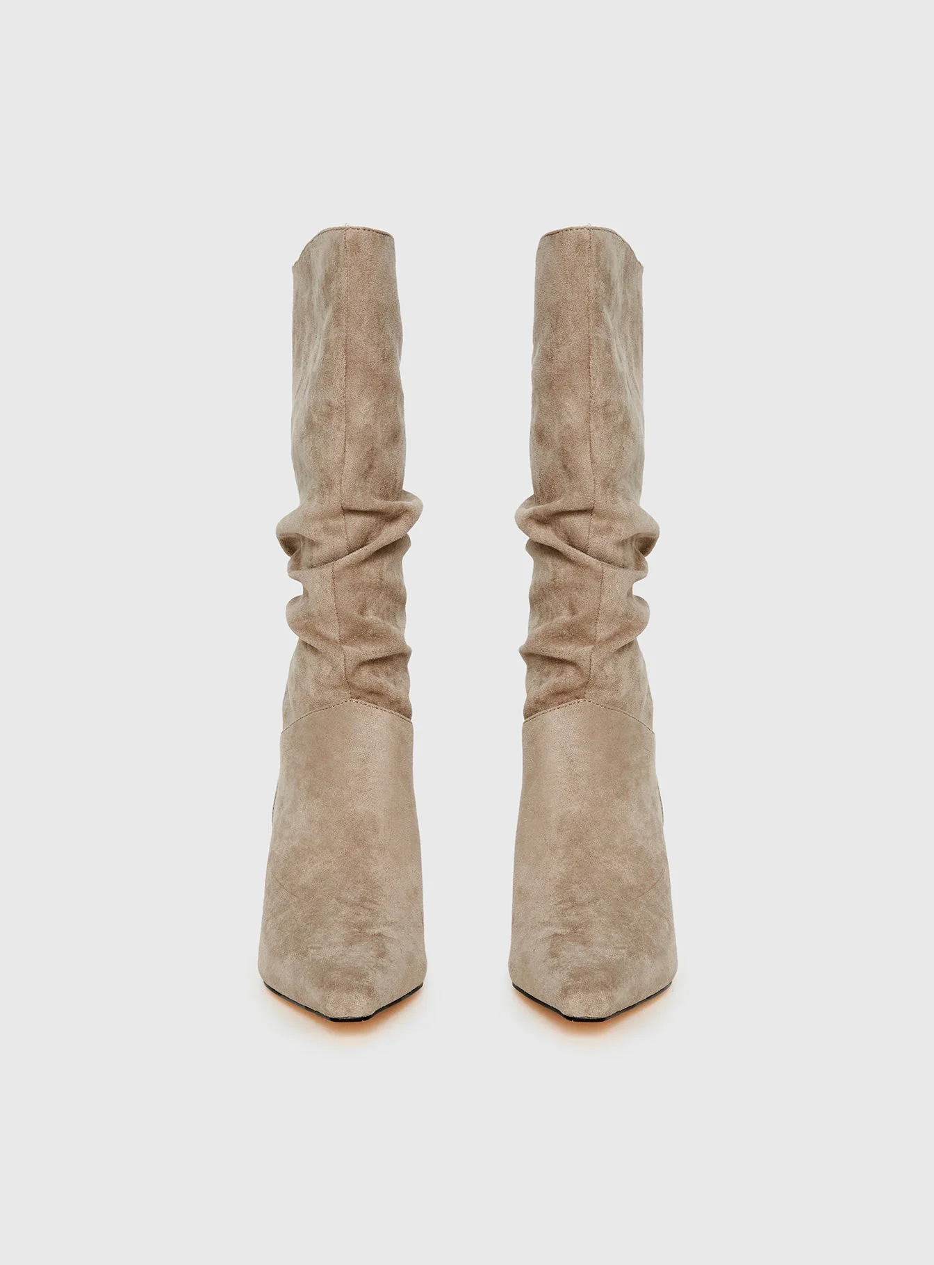 Such A Charmer Faux Suede Scrunch Boot Taupe - Image 3
