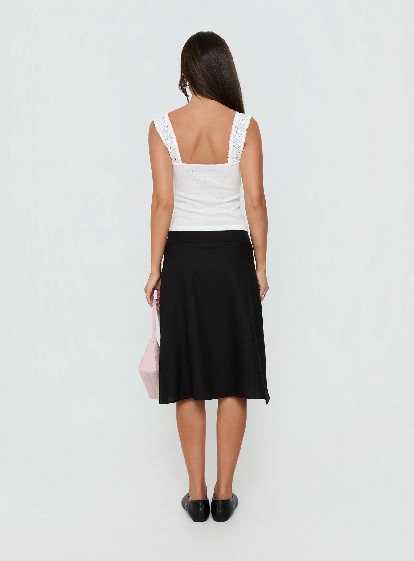Such Delight Linen Midi Skirt Black - Image 5