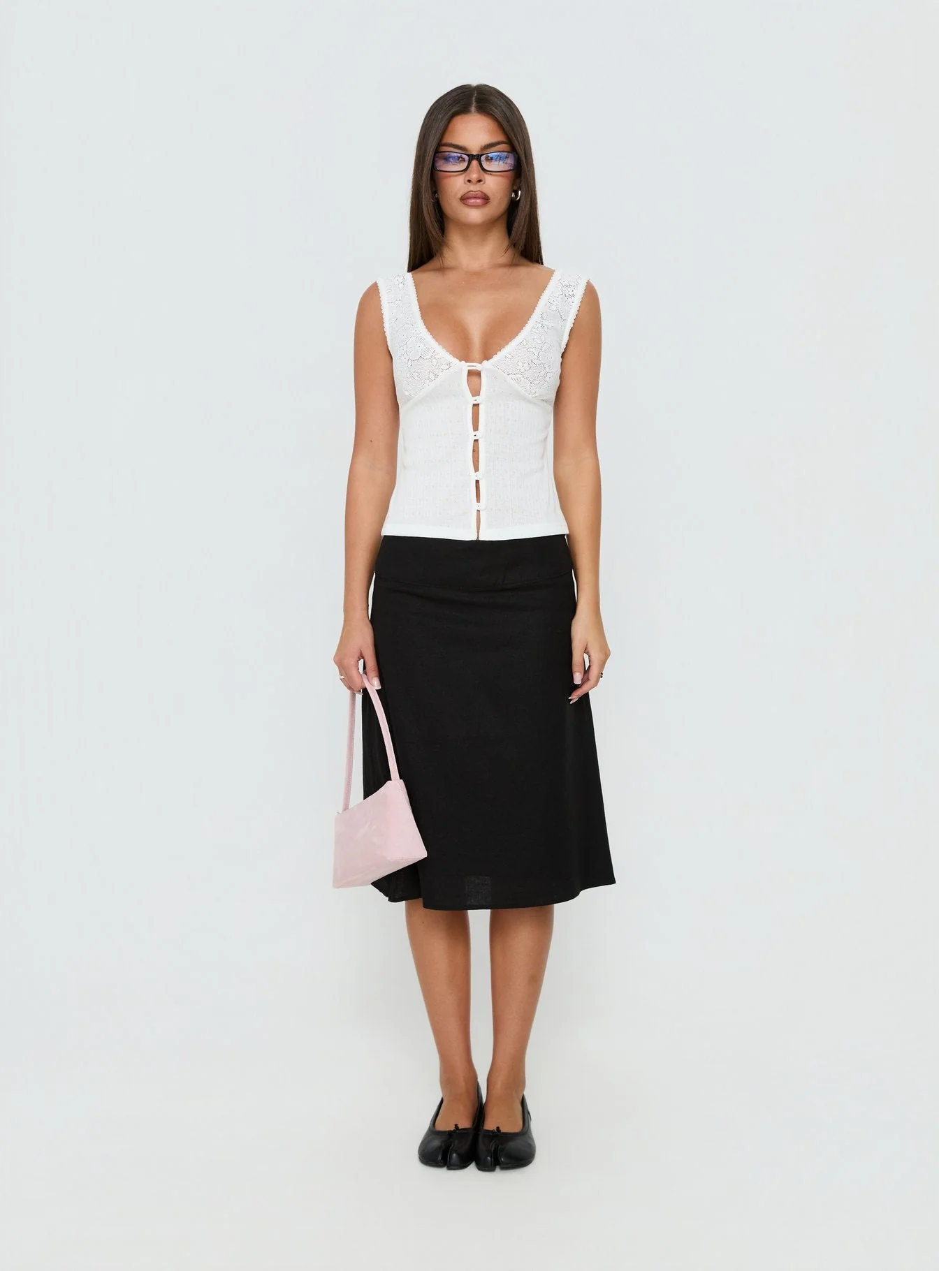 Such Delight Linen Midi Skirt Black - Image 7