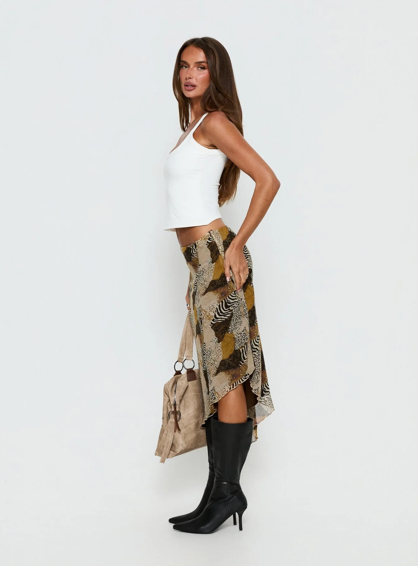Suella Asymmetrical Midi Skirt Animal Multi - Image 4