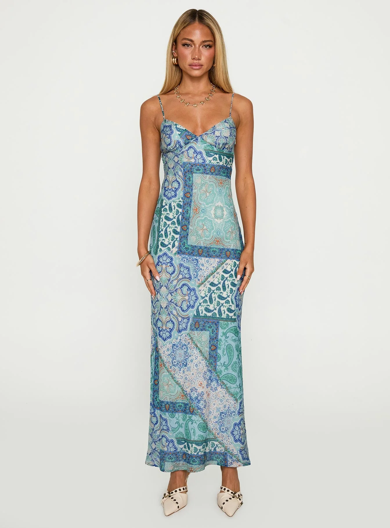 Sugar Plum Maxi Dress Blue Paisley - Image 7