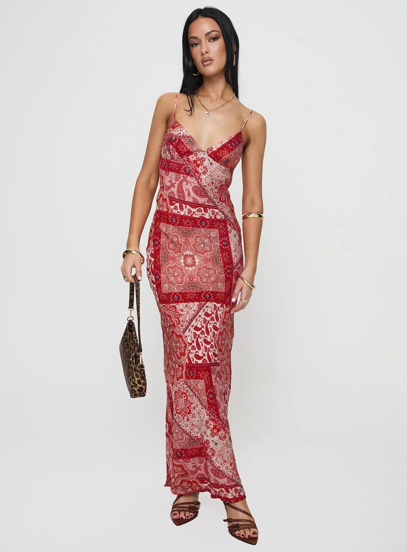 Sugar Plum Maxi Dress Red Paisley - Image 2