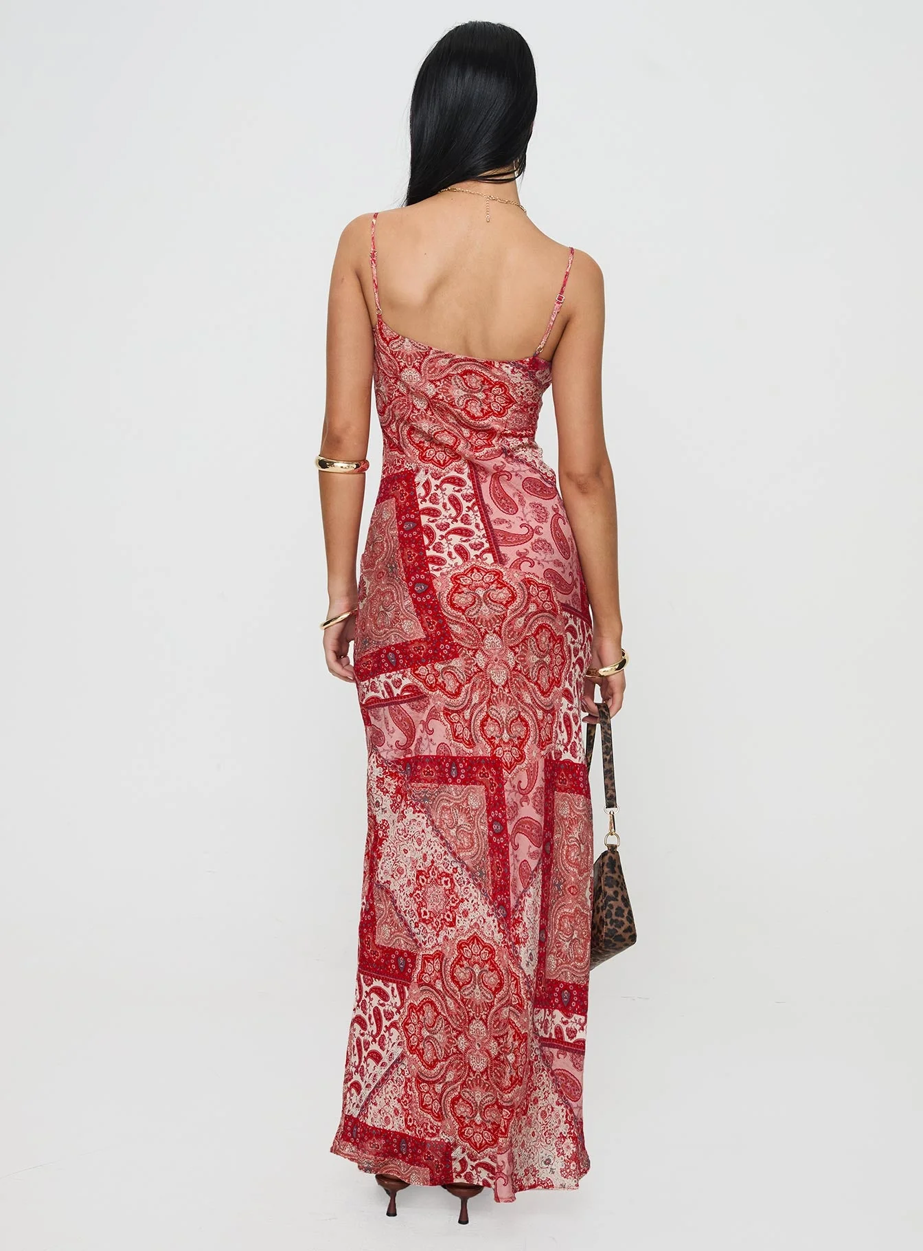 Sugar Plum Maxi Dress Red Paisley - Image 5