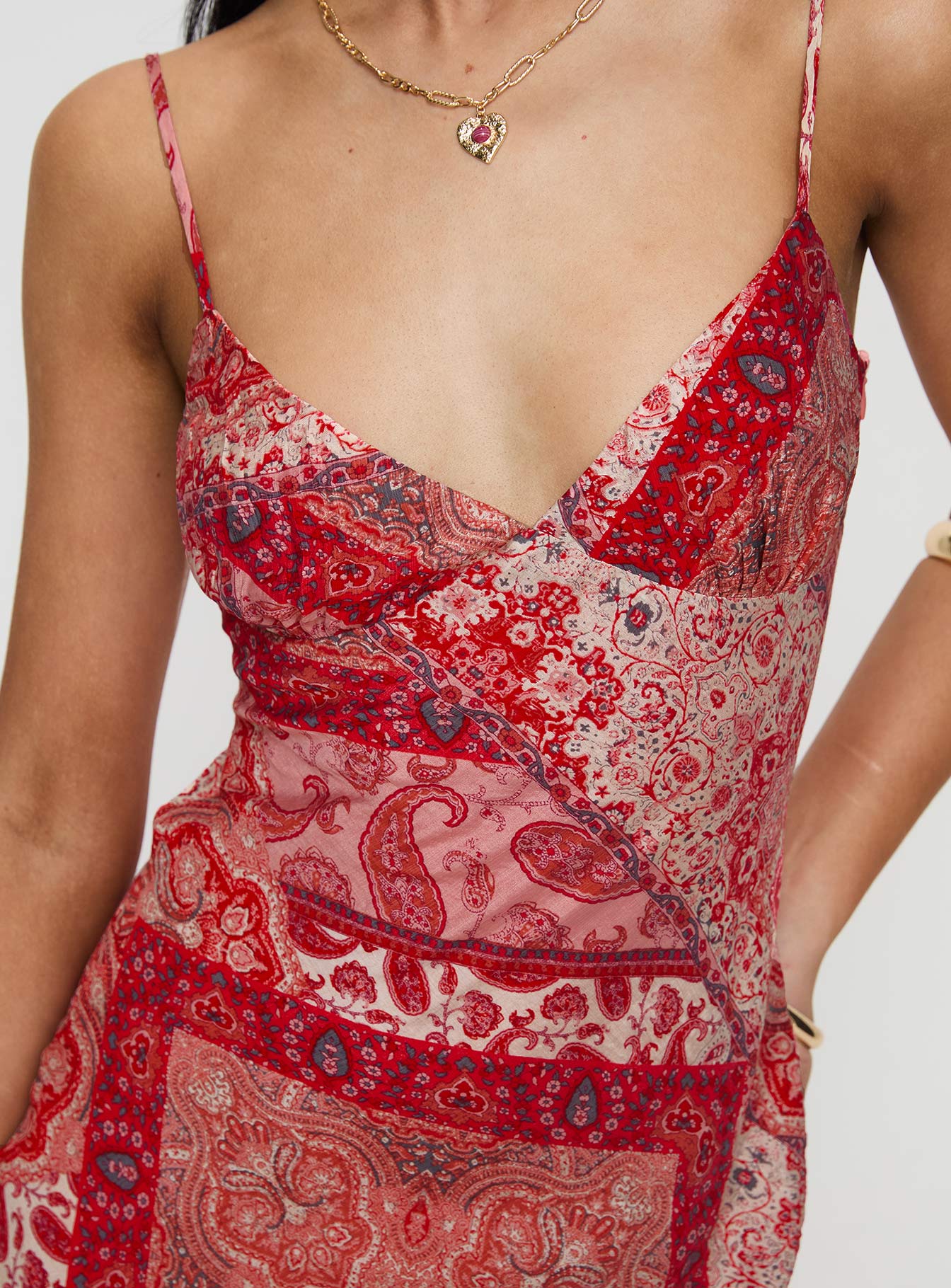 Sugar Plum Maxi Dress Red Paisley - Image 6