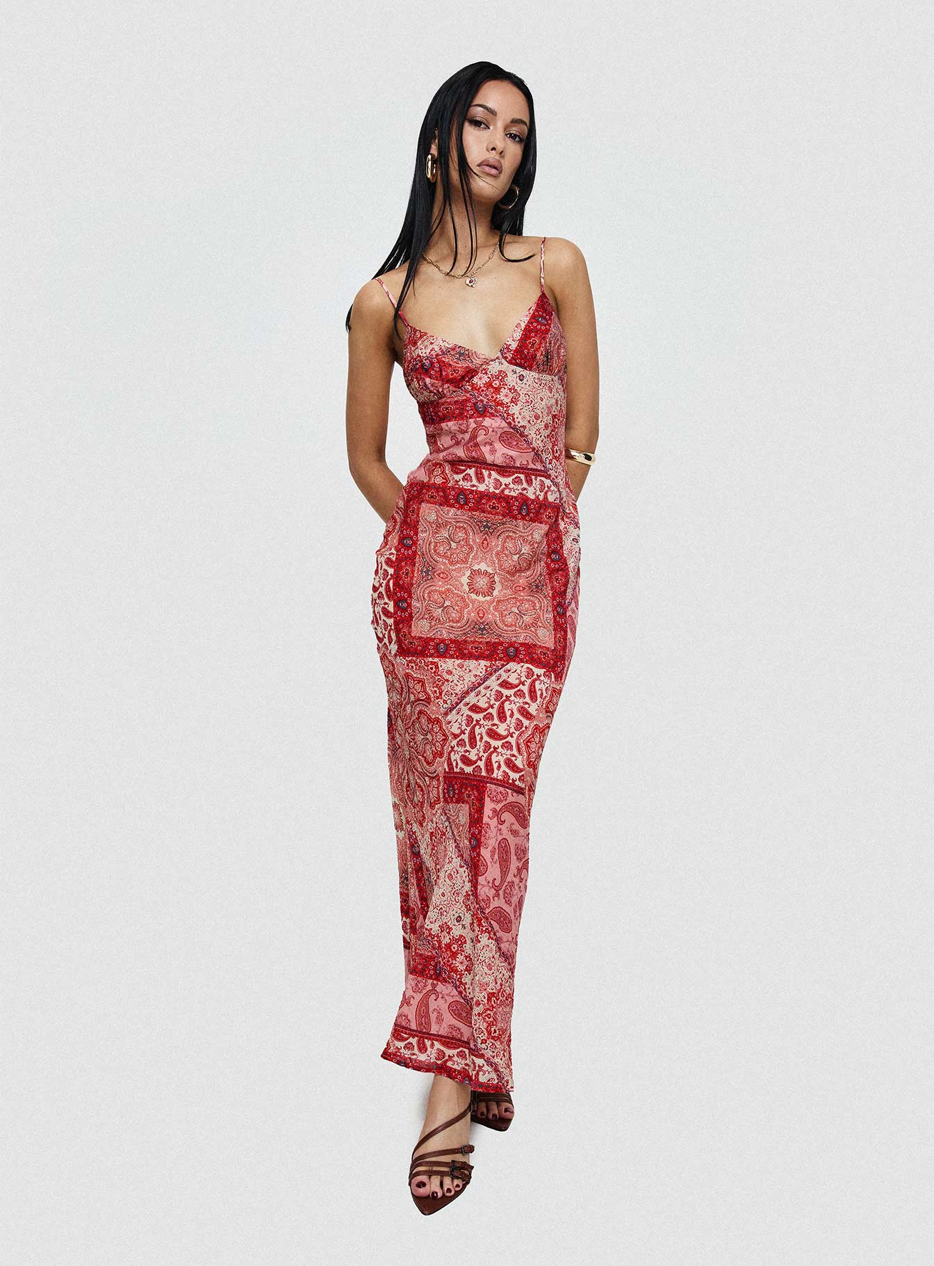 Sugar Plum Maxi Dress Red Paisley - Image 8