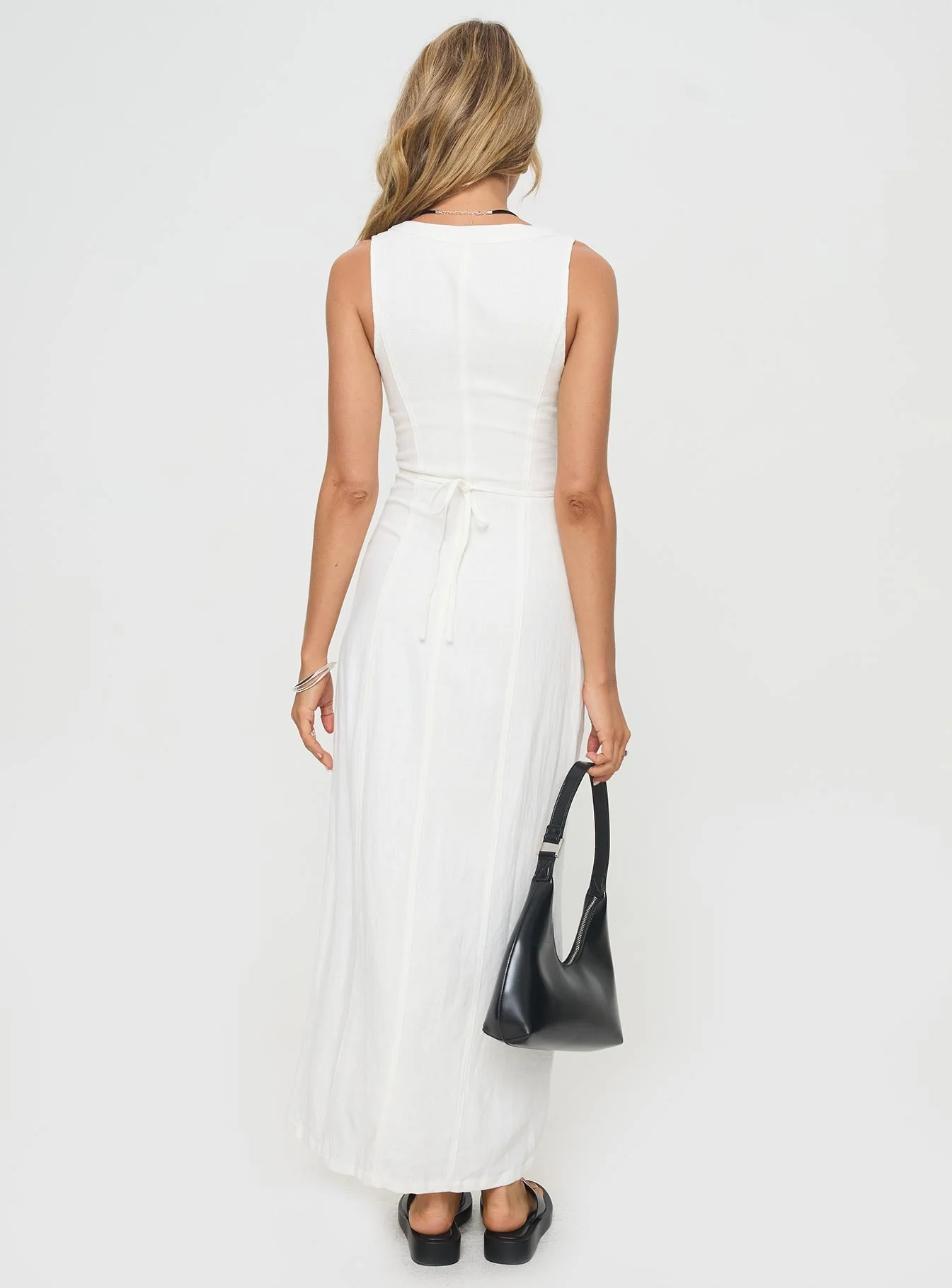 Summer Season Linen Blend Maxi Dress White Petite - Image 5