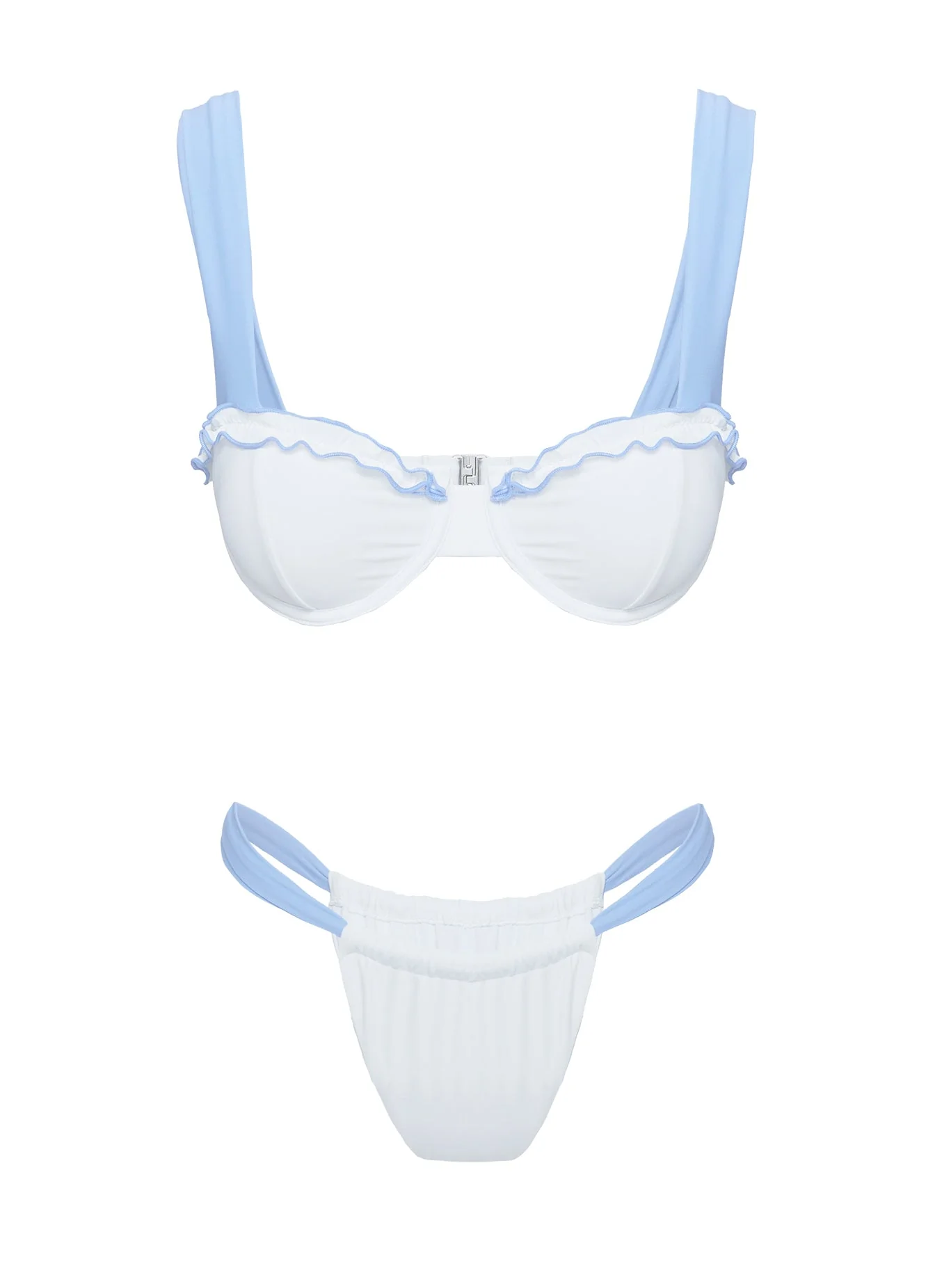 Summer Season Ruched Side Bikini Bottoms Blue / White - Image 6