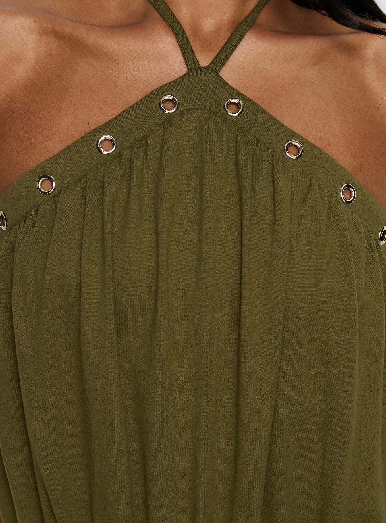 Sunnee Eyelet Detail Playsuit Green - Image 6