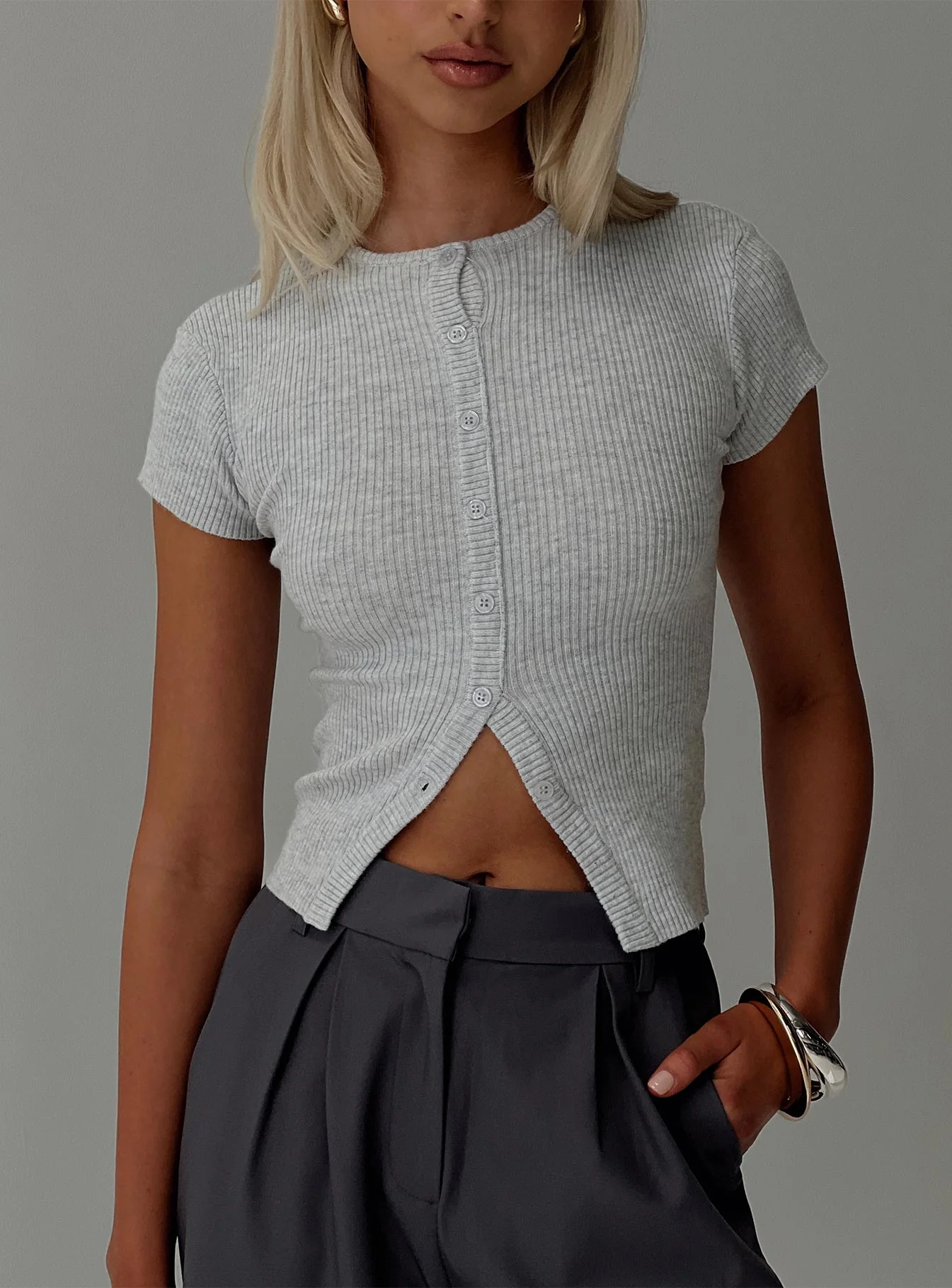 Suzu Knit Top Grey - Image 8
