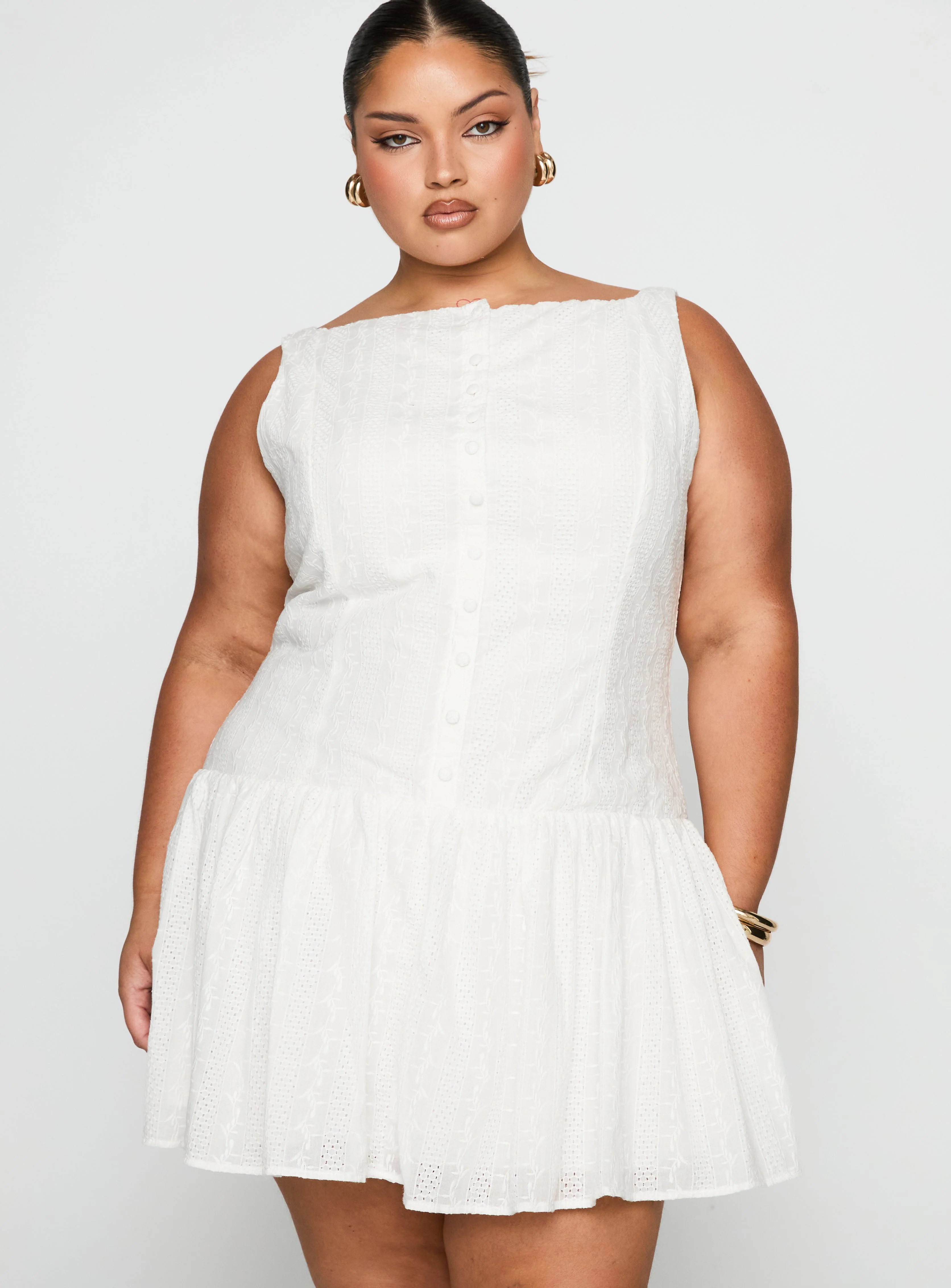 Sweeter Places Embroidered Mini Dress White Curve - Image 2