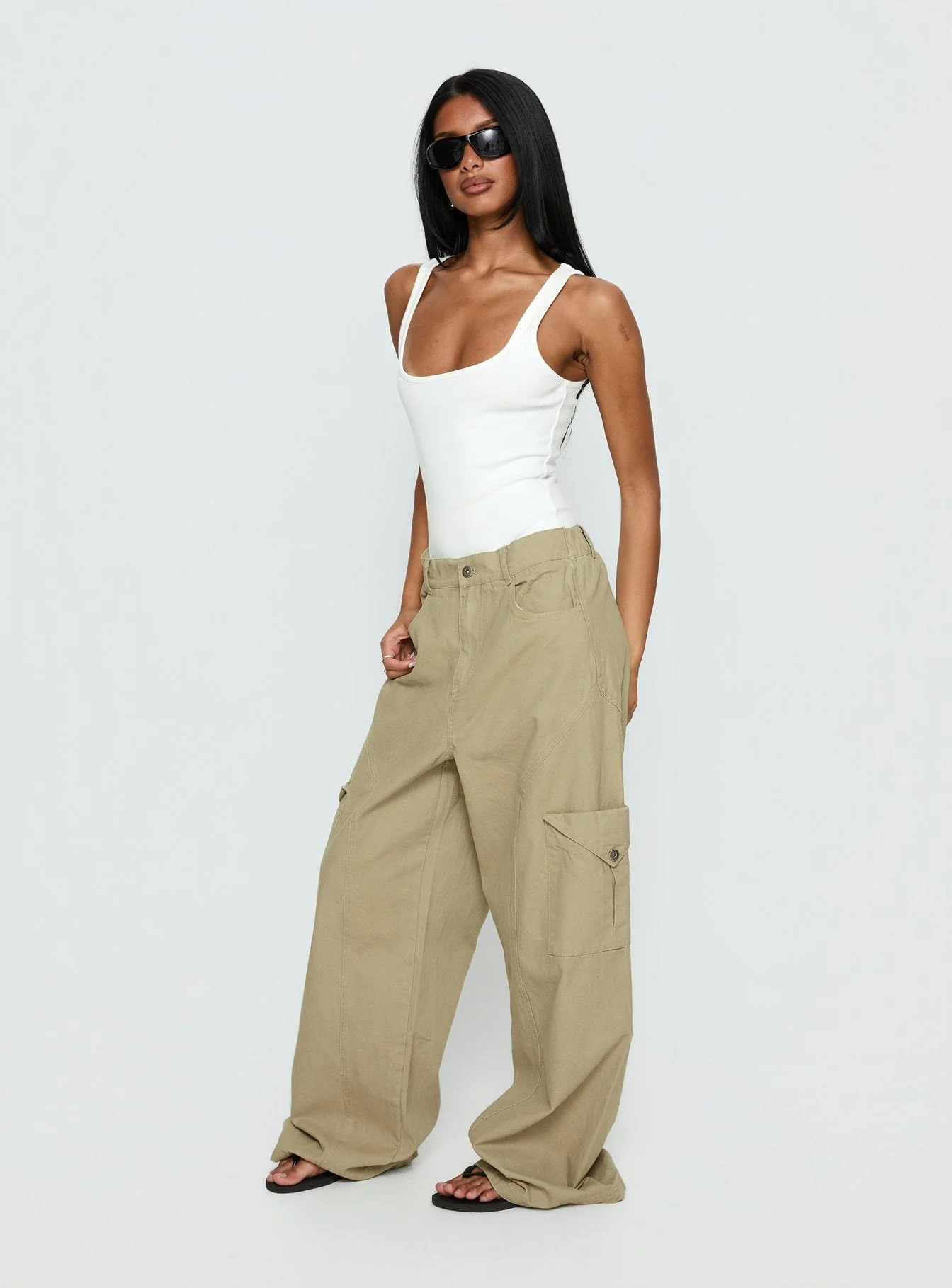 Sylene Pocket Detail Cargo Pants Khaki - Image 4