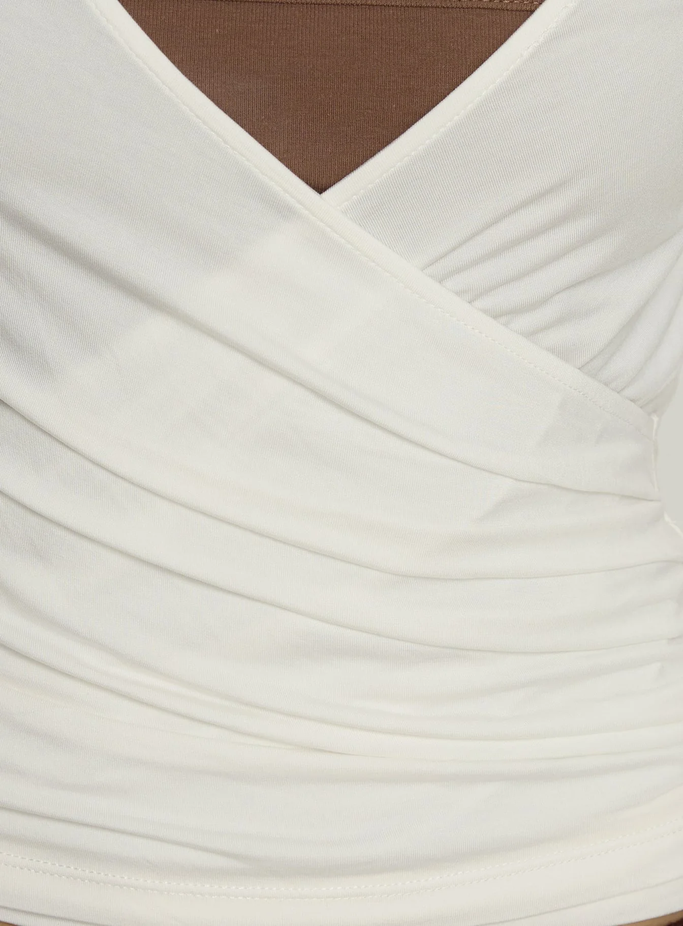 Sylka Long Sleeve Jersey Wrap Top White - Image 6
