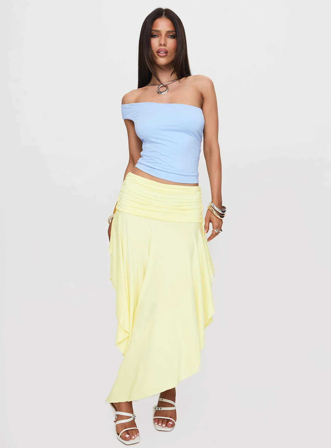 Symphonia Asymmetrical Midi Skirt Butter Yellow - Image 2