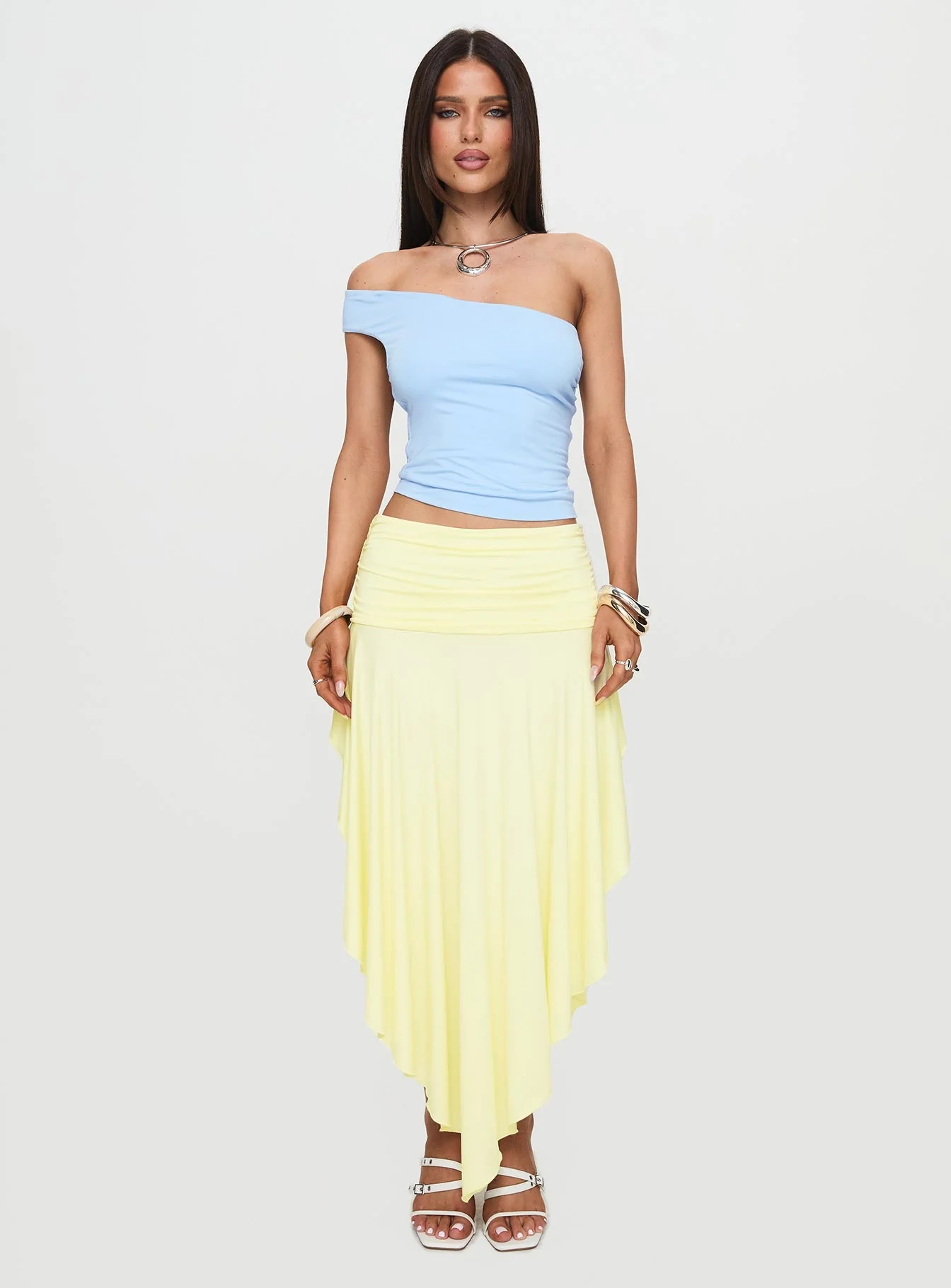 Symphonia Asymmetrical Midi Skirt Butter Yellow - Image 7
