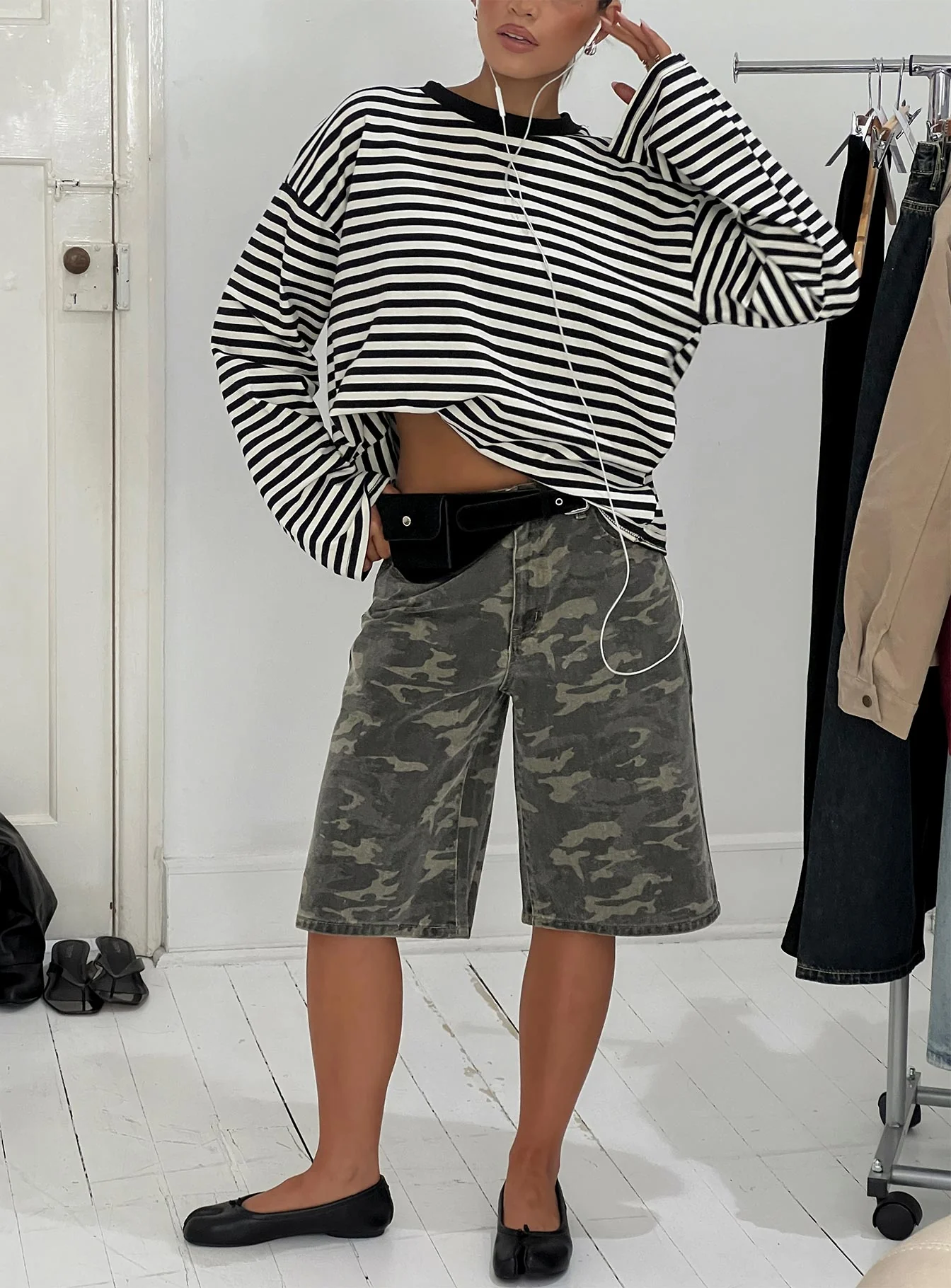 Tag Longline Denim Jorts Washed Camo - Image 10