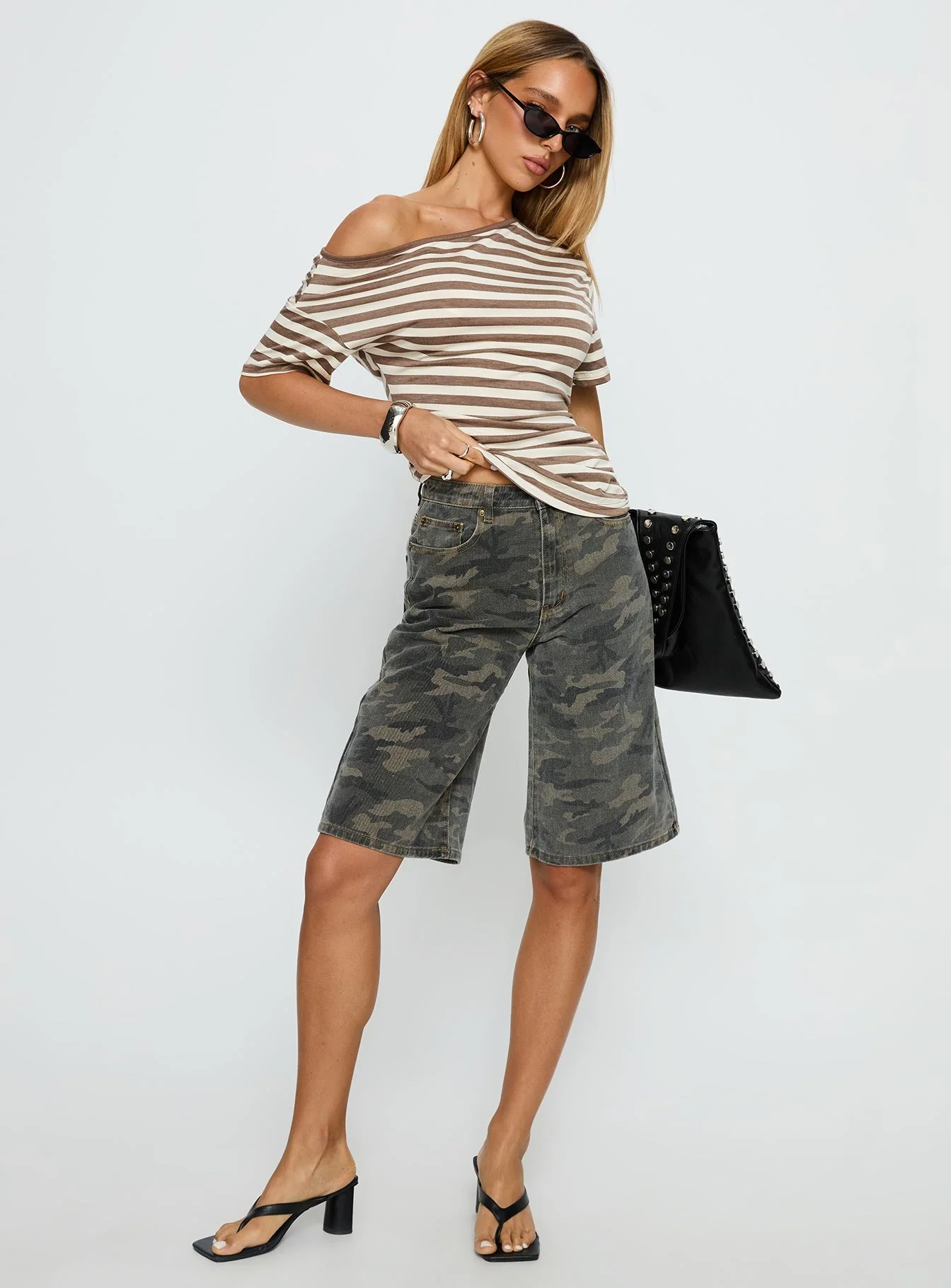 Tag Longline Denim Jorts Washed Camo - Image 3