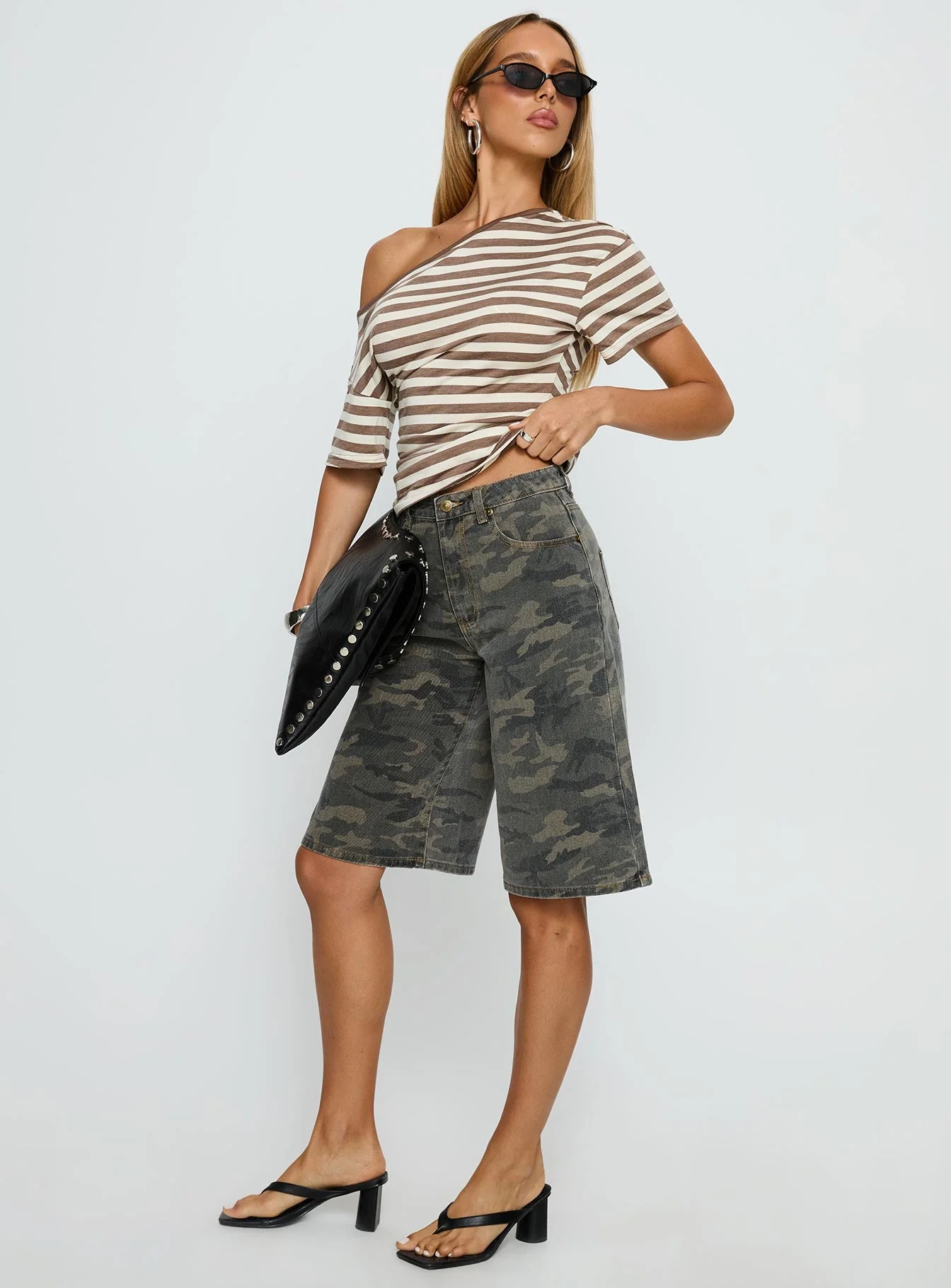 Tag Longline Denim Jorts Washed Camo - Image 4