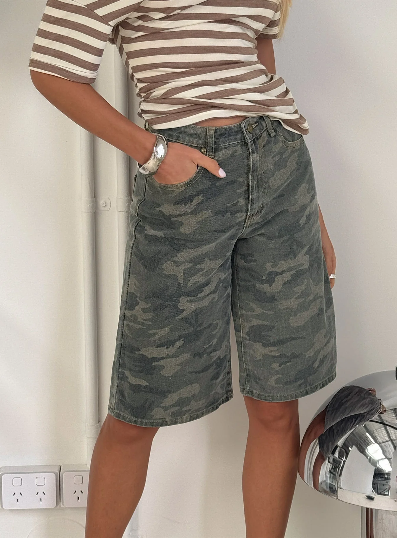 Tag Longline Denim Jorts Washed Camo - Image 8