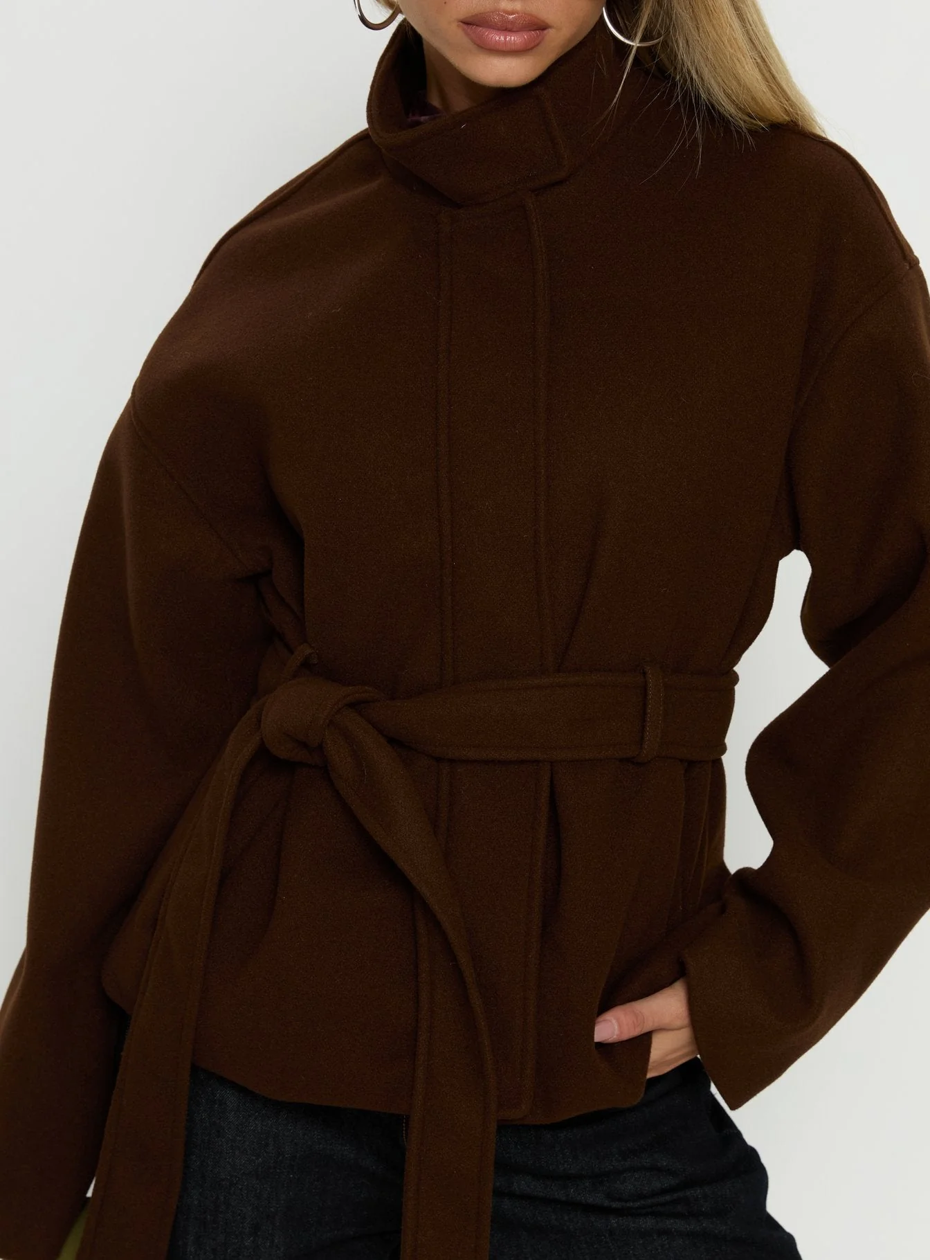 Tameeka Funnel Neck Coat Brown - Image 6
