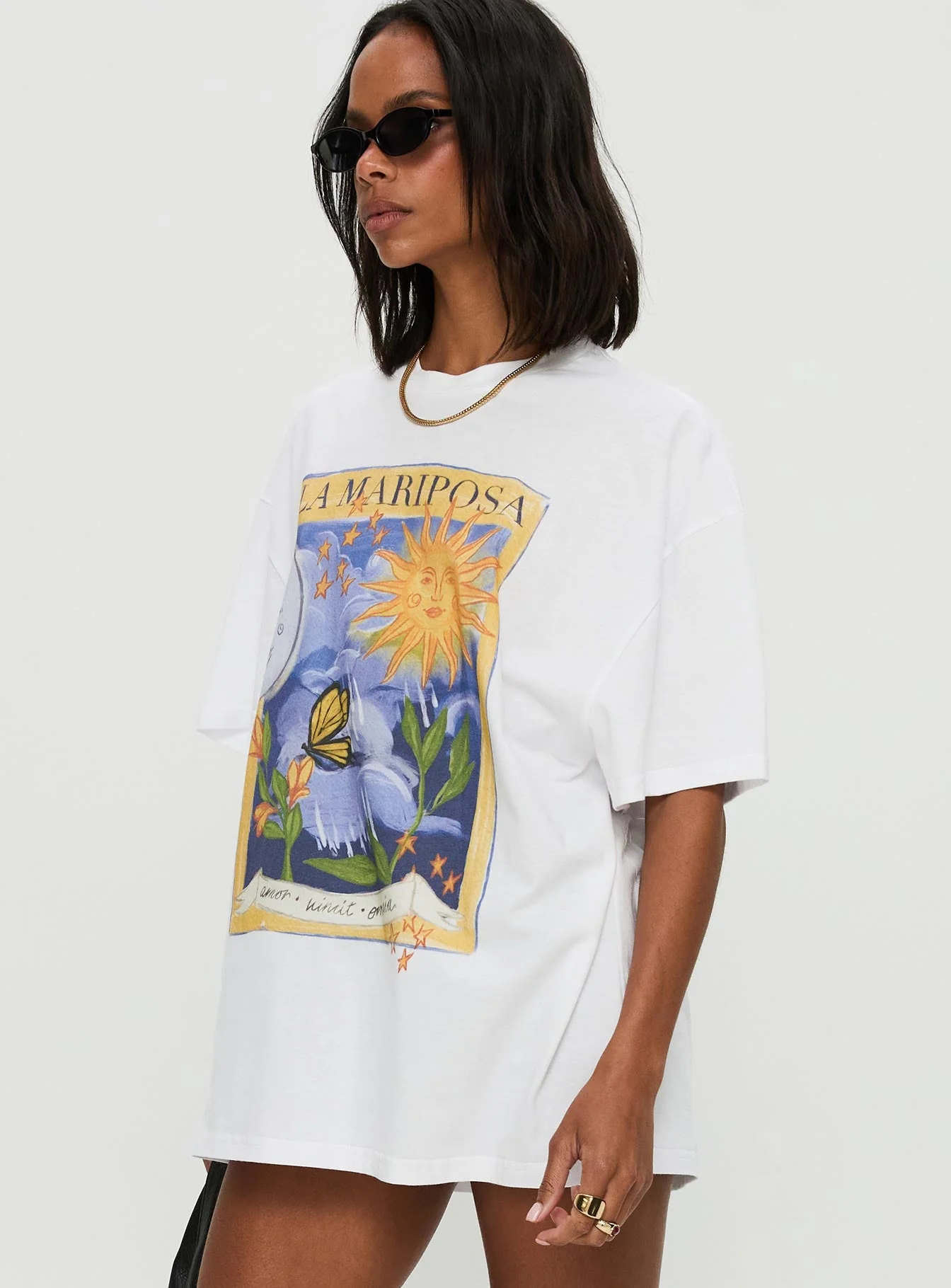 Tarot Card Oversized Graphic Top White / Multi - Image 4