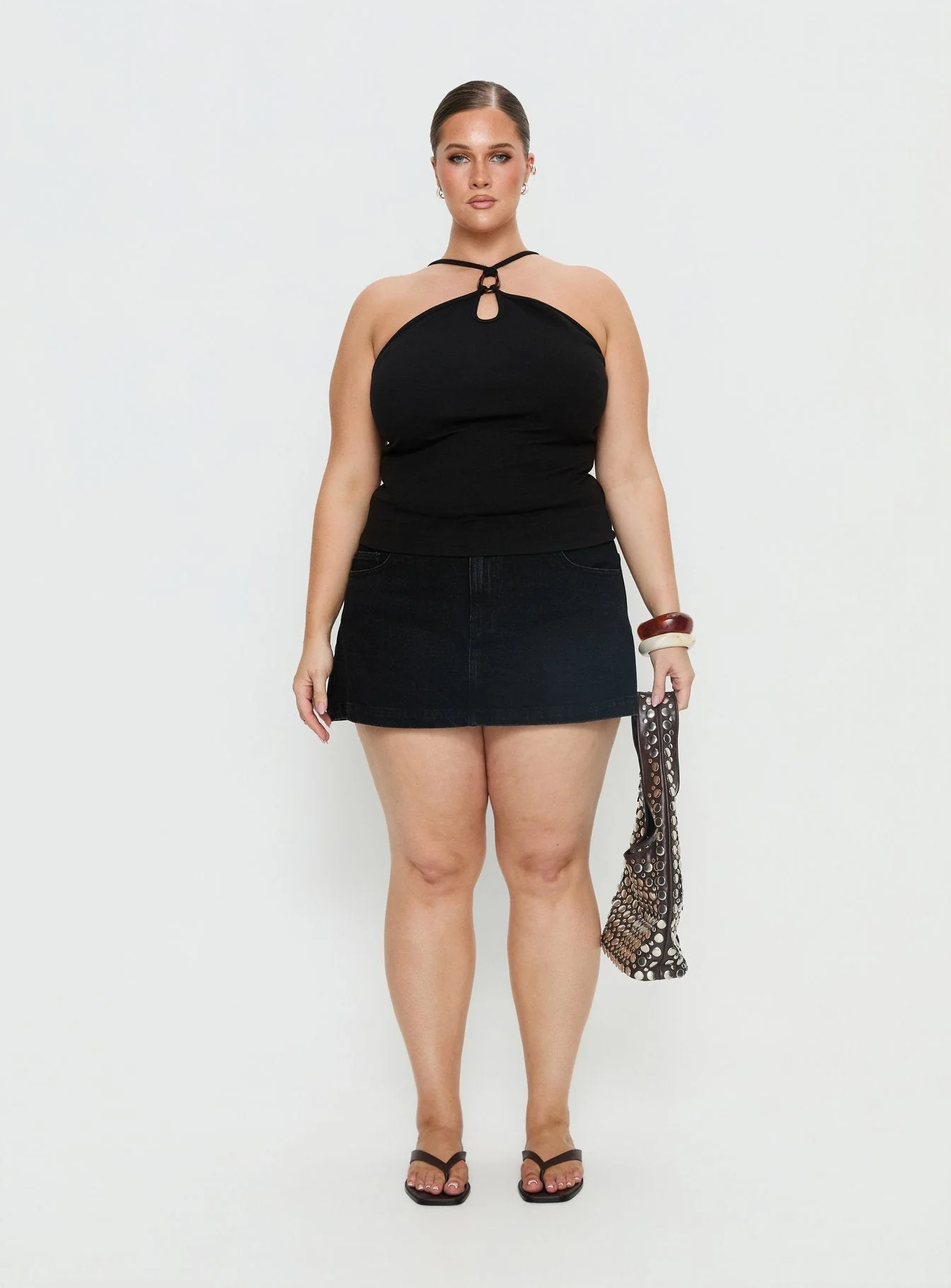 Teyla Ring Detail Top Black Curve - Image 7
