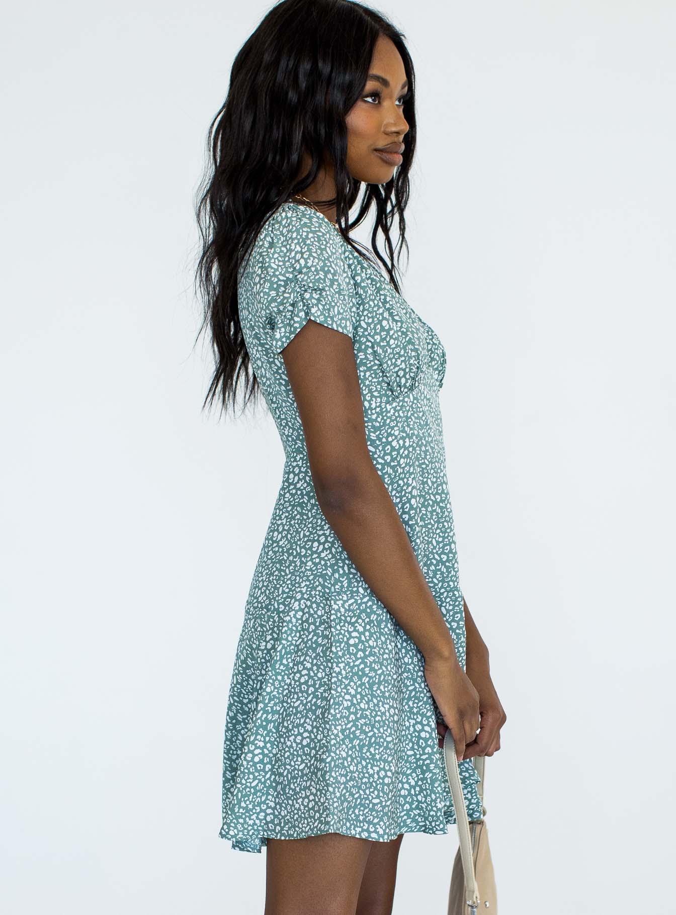 The Sting Mini Dress Green Leopard - Image 3
